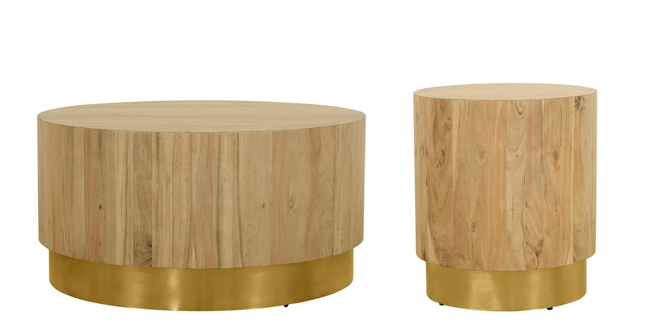 

    
Solid Acacia Wood & Gold Round Coffee Table Set 2 ACACIA 246-CT Meridian Modern
