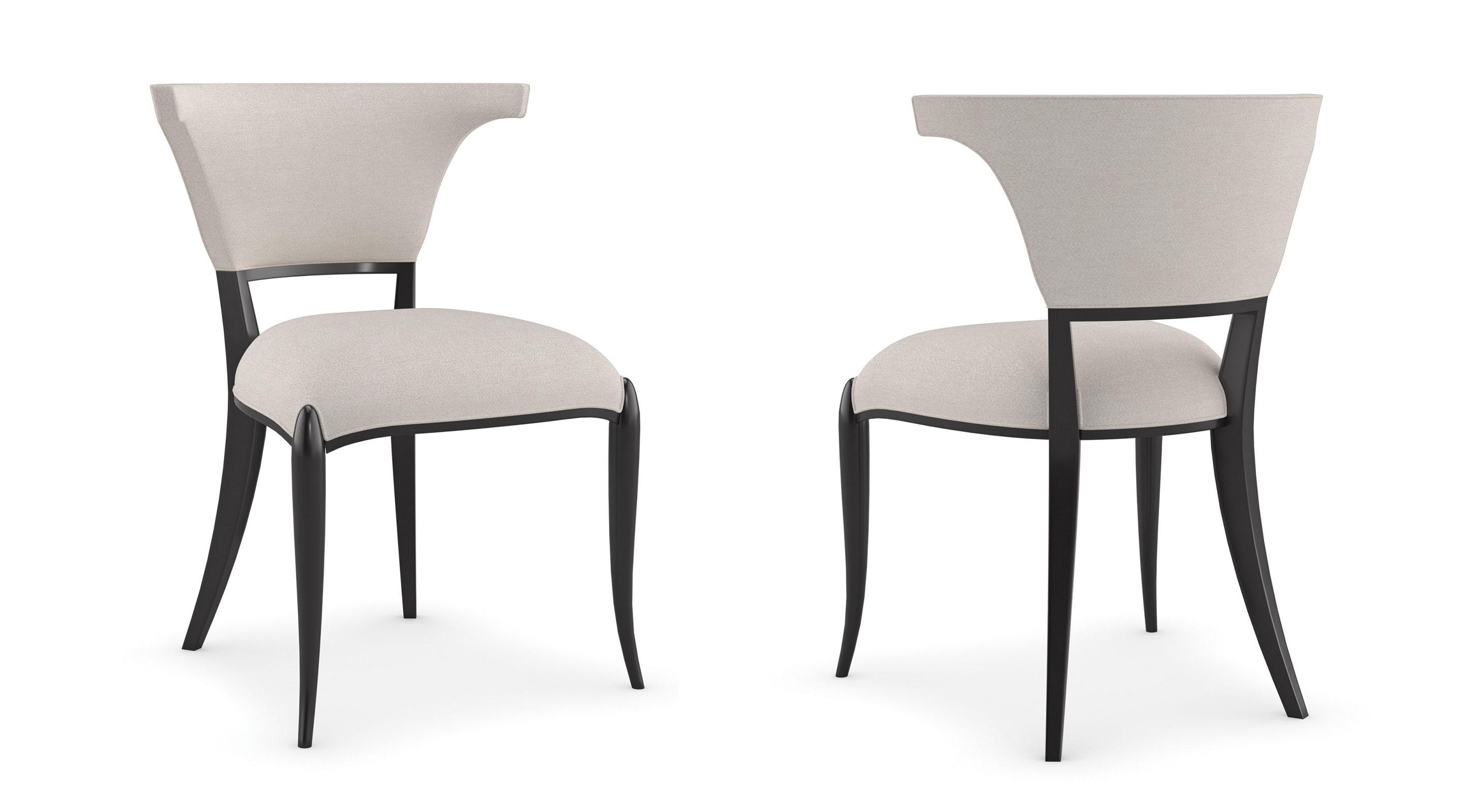 

    
Soothing Neutral Performance Fabric Dining Chair Set 2Pcs BE MY GUEST by Caracole
