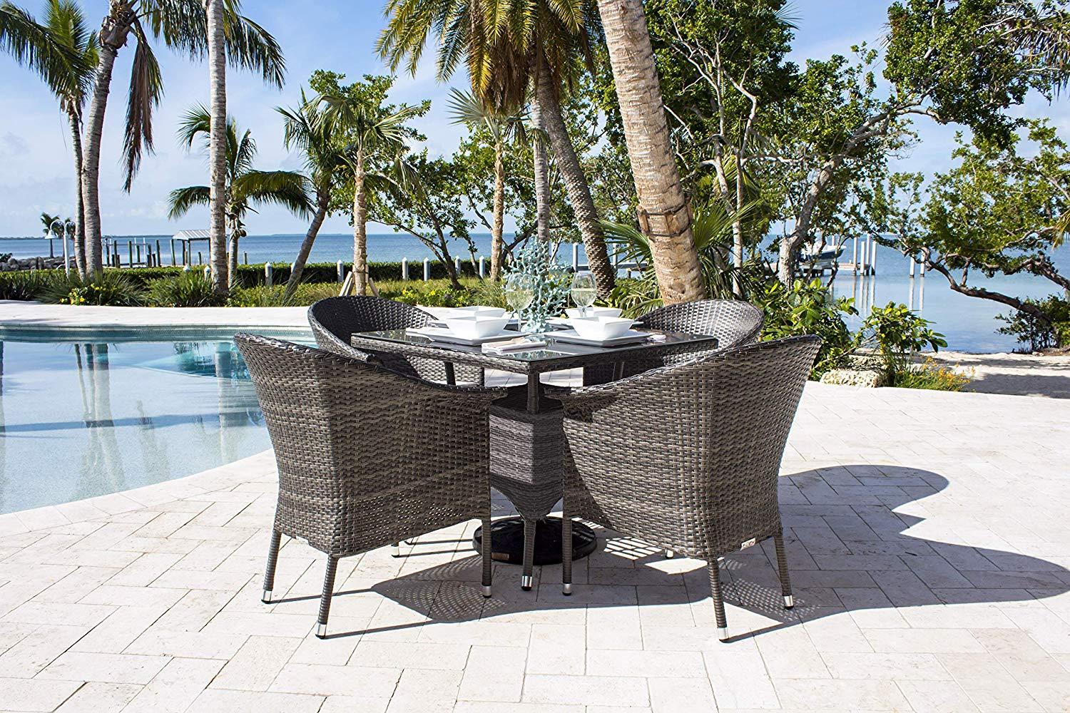 Contemporary Outdoors Dining Set Spectrum 890-1130-GRY-5DA in Gray 