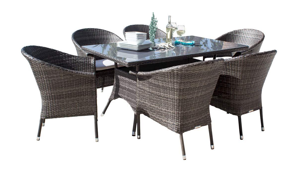 Contemporary Outdoors Dining Set Spectrum 890-1130-GRY-7DA in Gray 