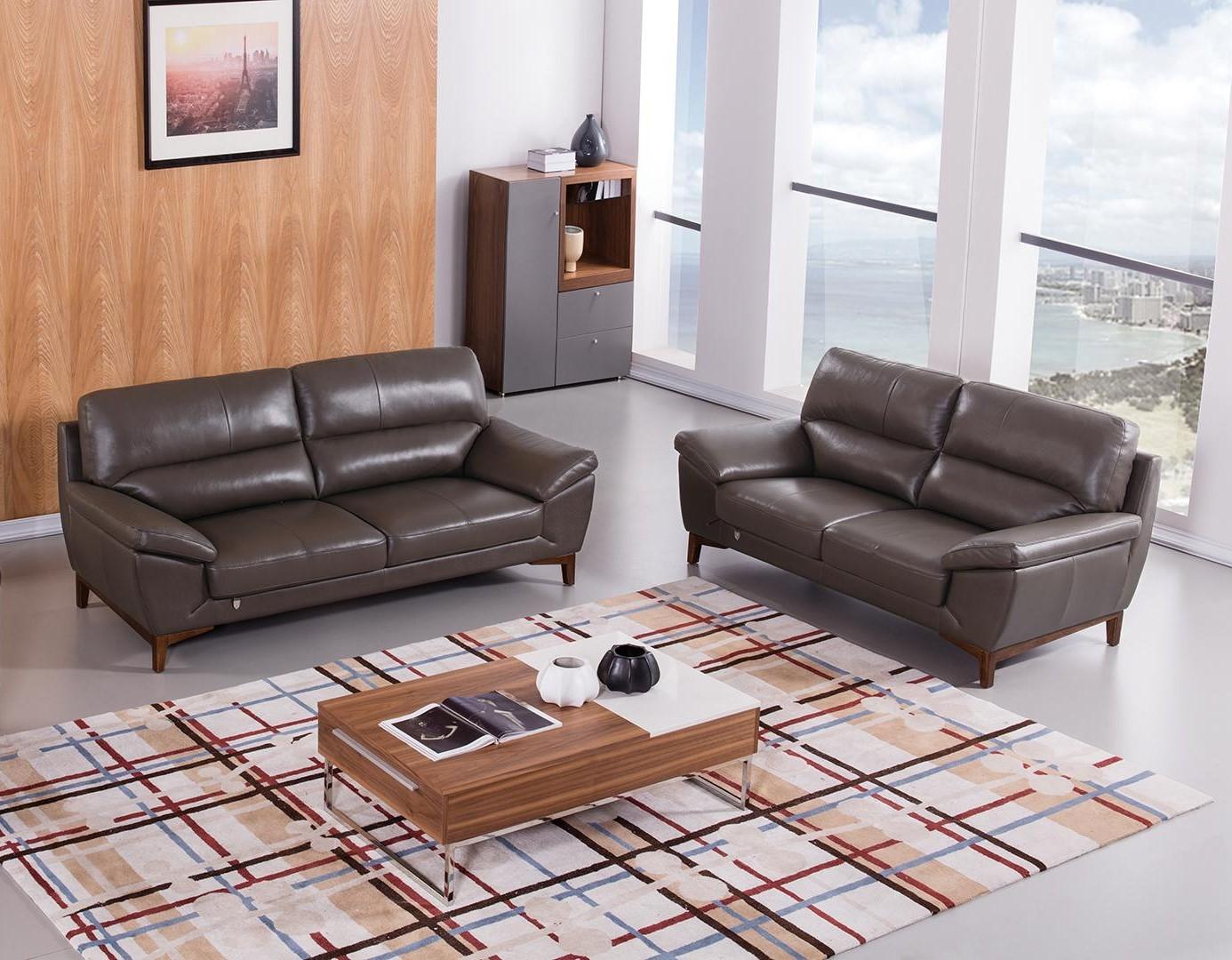 Modern Sofa Set Stengel Stengel Sofa Set-2 in Brown Italian Leather