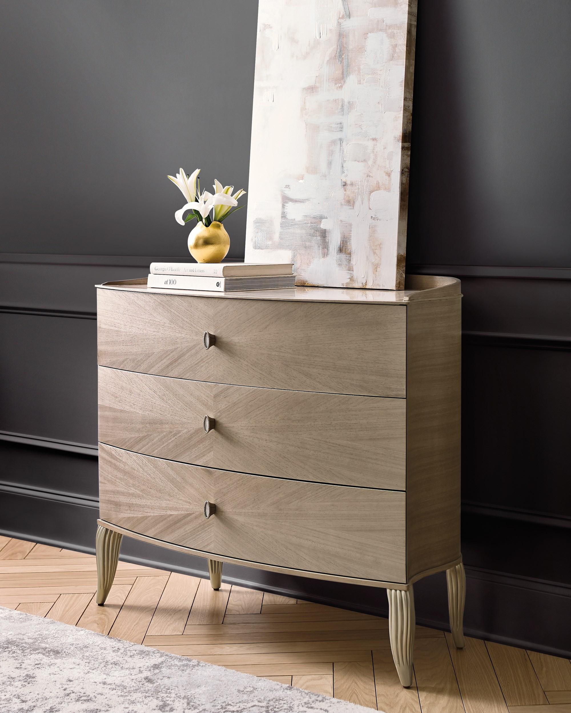

    
Stone Manor & Soft Radiance 3 Drawers Hall Chest LILLIAN by Caracole
