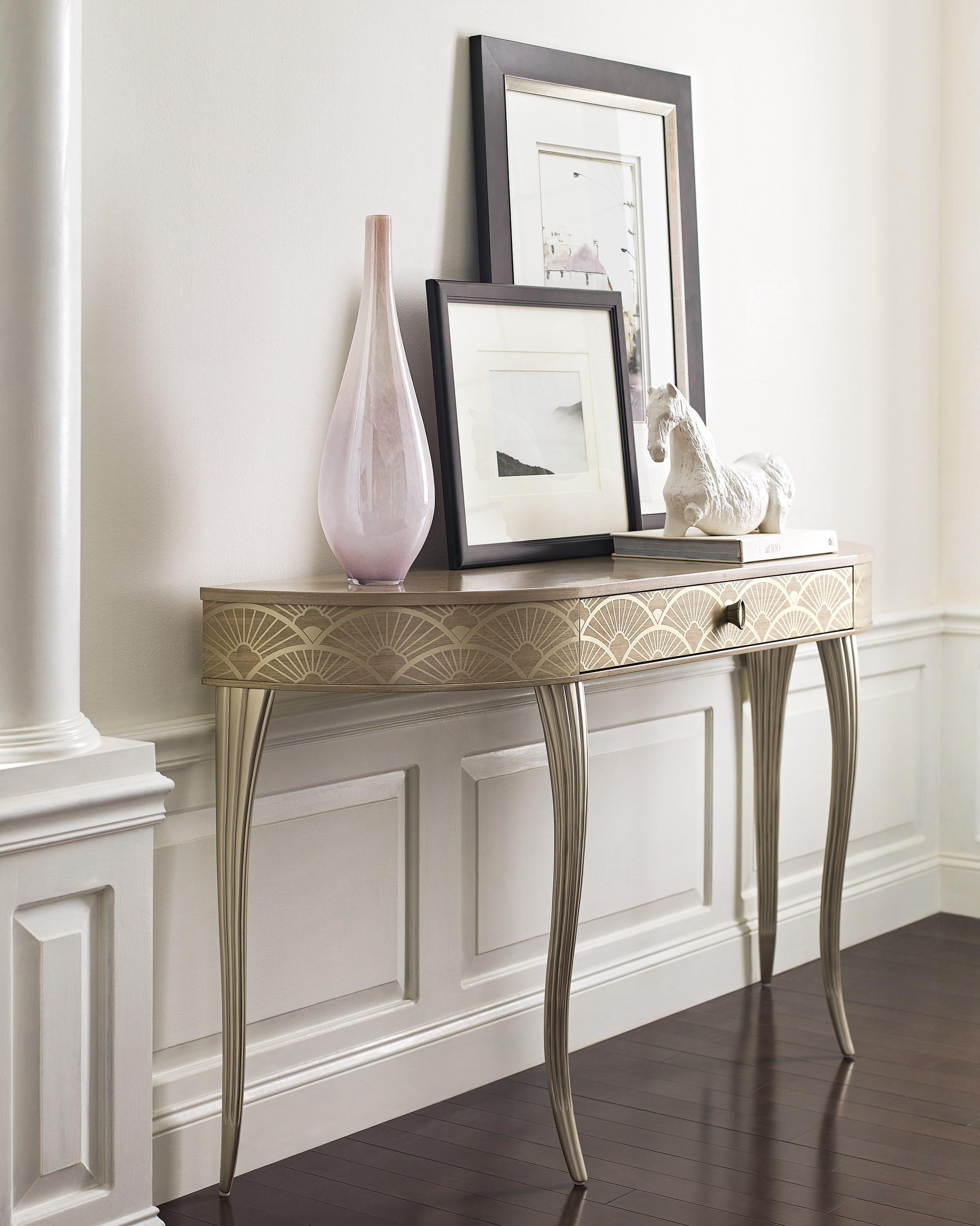 

    
Stone Manor & Soft Radiance Art Deco Console Table LILLIAN by Caracole
