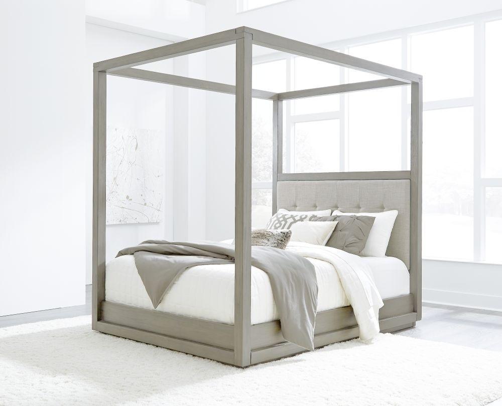 

    
Mineral Gray CAL King CANOPY Bed OXFORD by Modus Furniture
