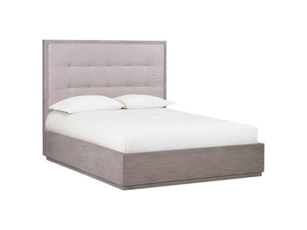 Contemporary Platform Bed OXFORD AZBXF6 in Light Gray, Stone Fabric