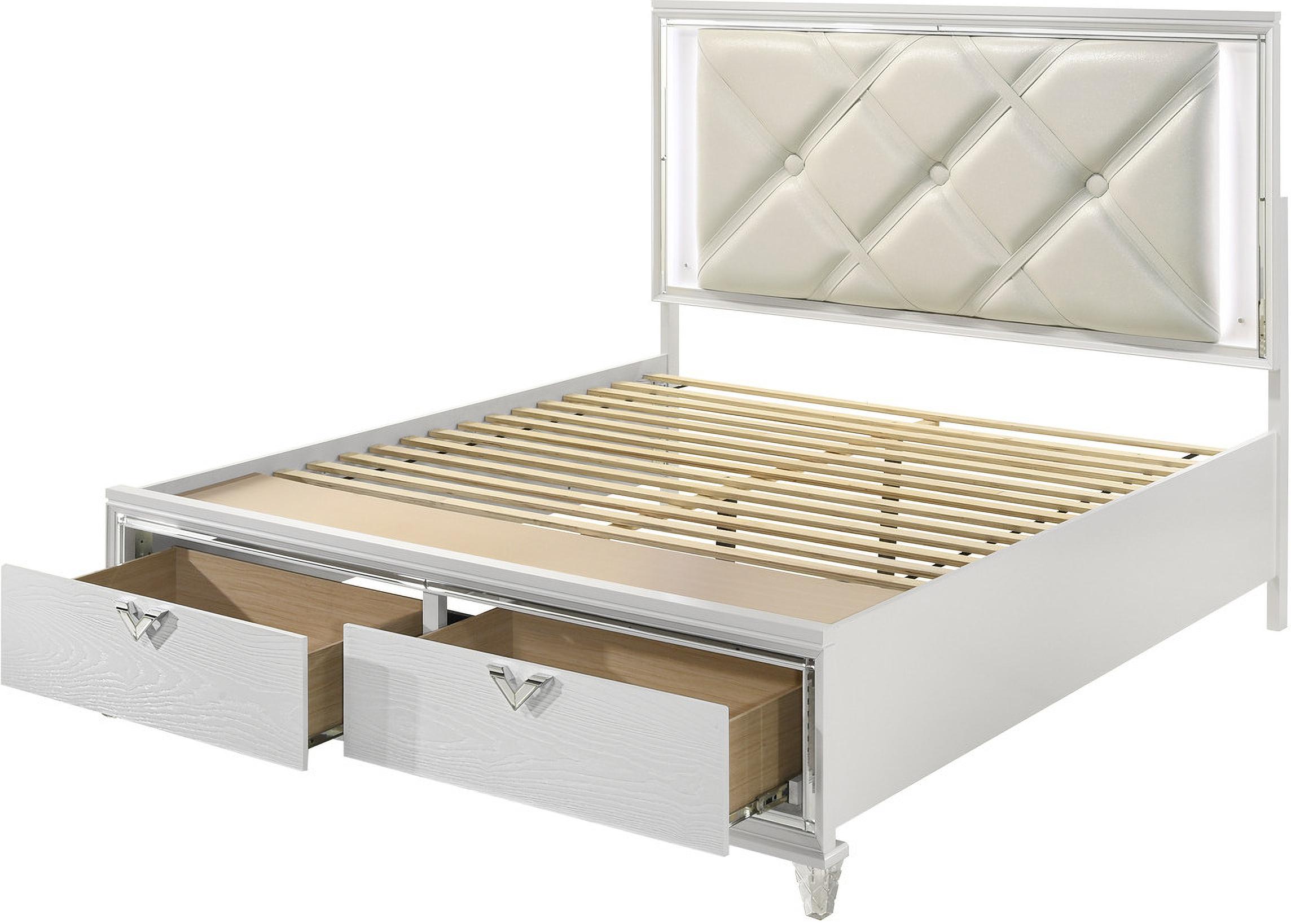 

    
Storage King Bed with Padded Tufting In White Prism Galaxy Home Contemporary
