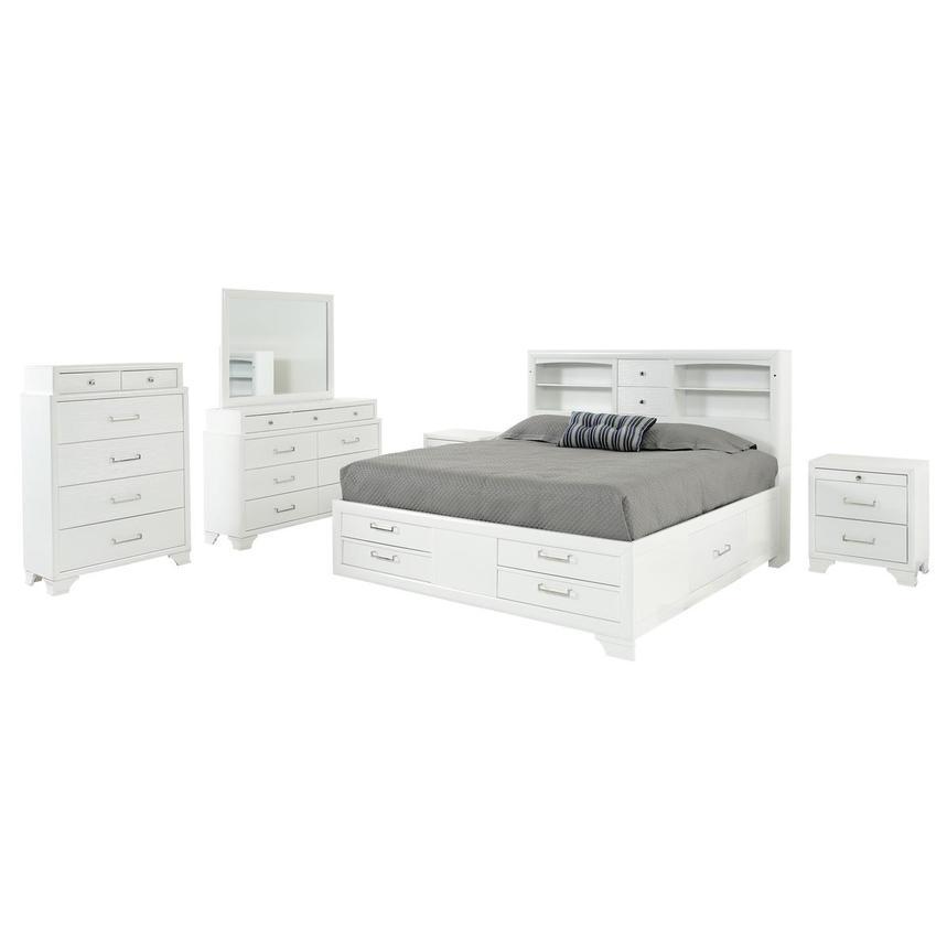 Contemporary Storage Bedroom Set JORDYN JORDYN-WH-KB-Set-6 in White 
