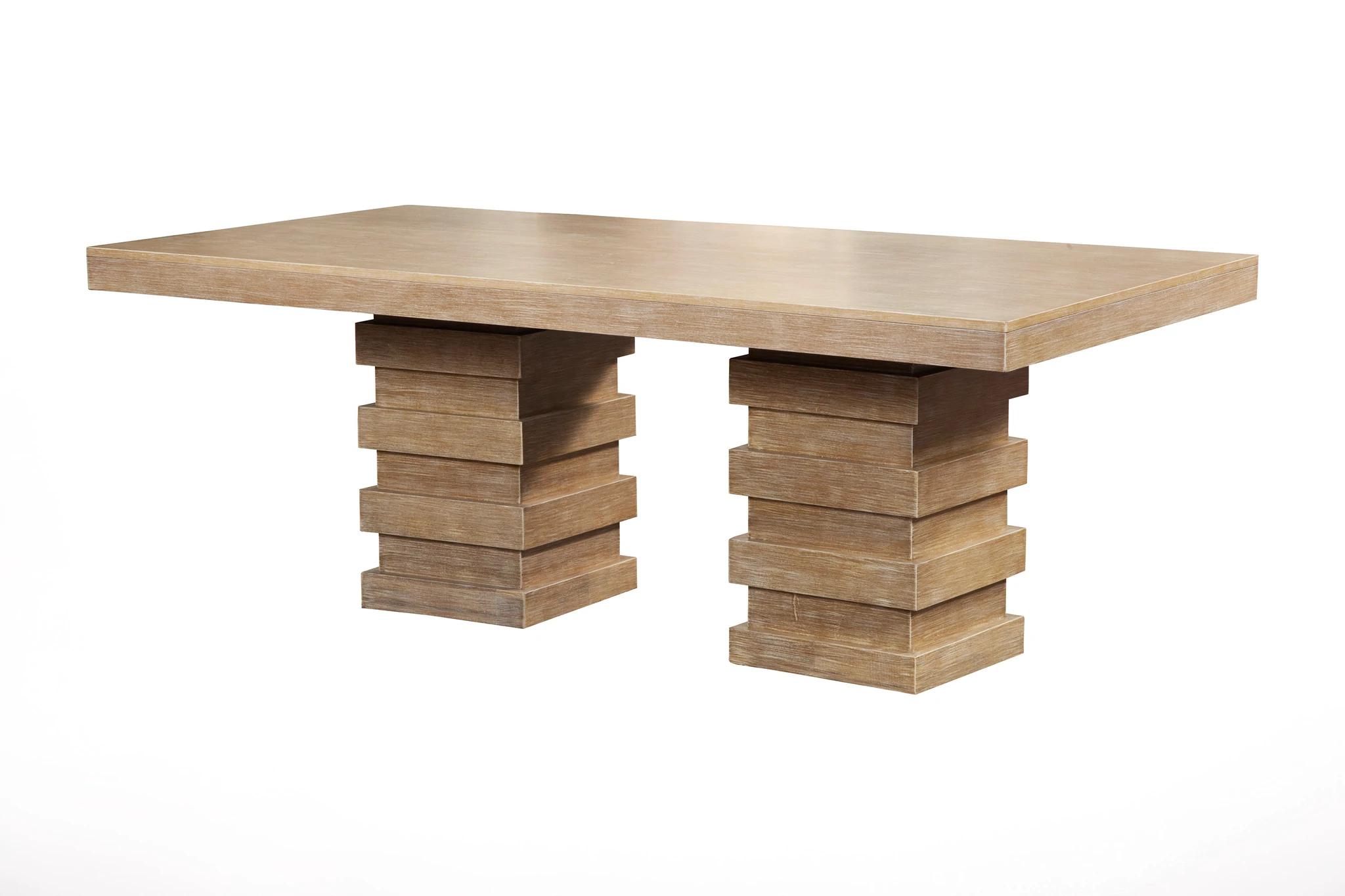 

    
Swiss Mocha Rectangular Pedestal Dining Table Set 7Pcs CHICLAYO ALPINE Modern
