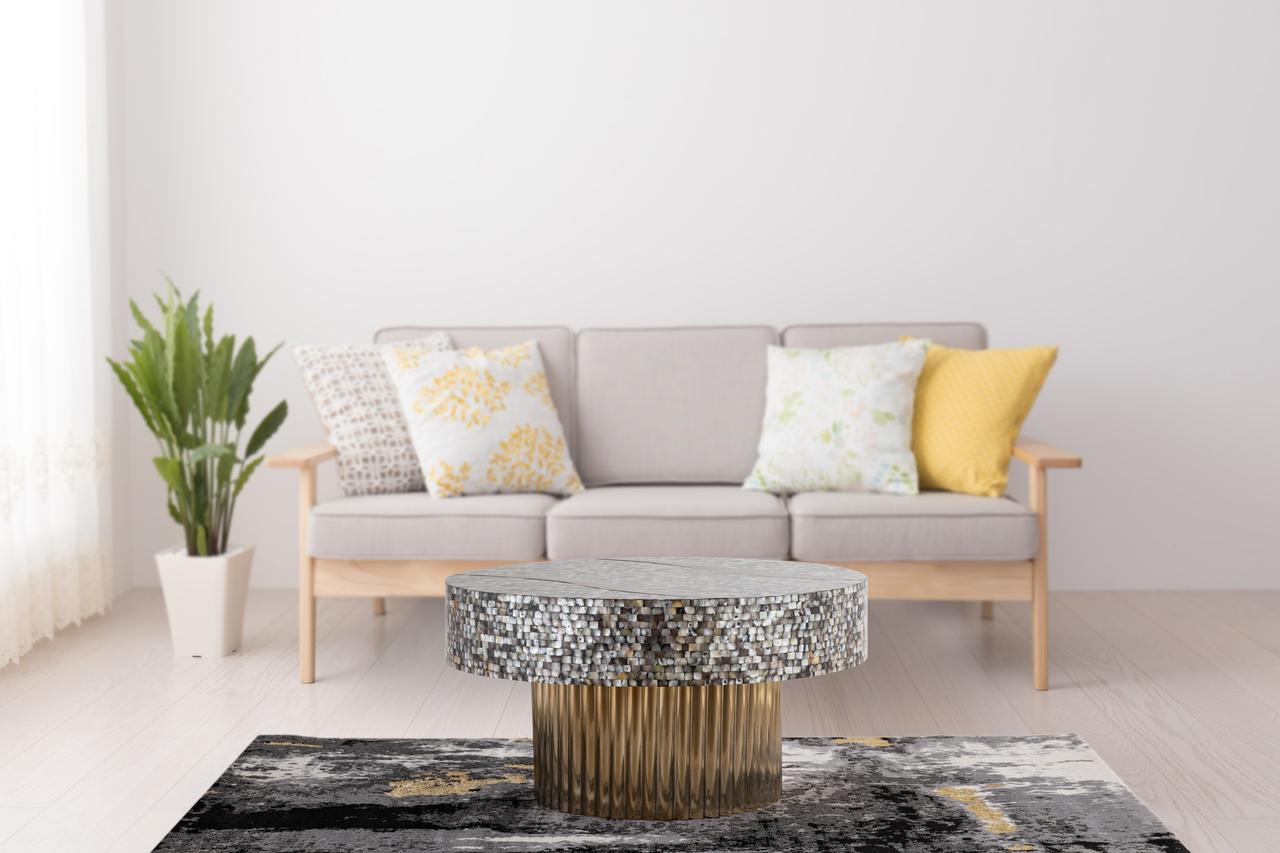 

    
T 1207-32 Coffee Table Finished With Mother Of Pearl Top Galaxy Home Modern
