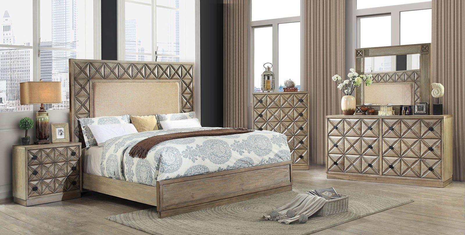 

    
Oak Tall Headboard King Bedroom Set 5Psc w/Chest Markos Furniture of America
