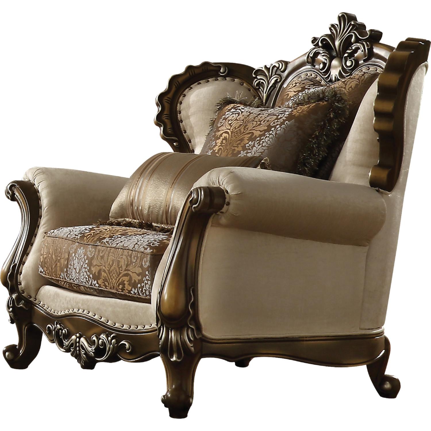 Classic, Traditional Arm Chair Latisha 52117 52117-Latisha in Oak, Antique, Tan Fabric