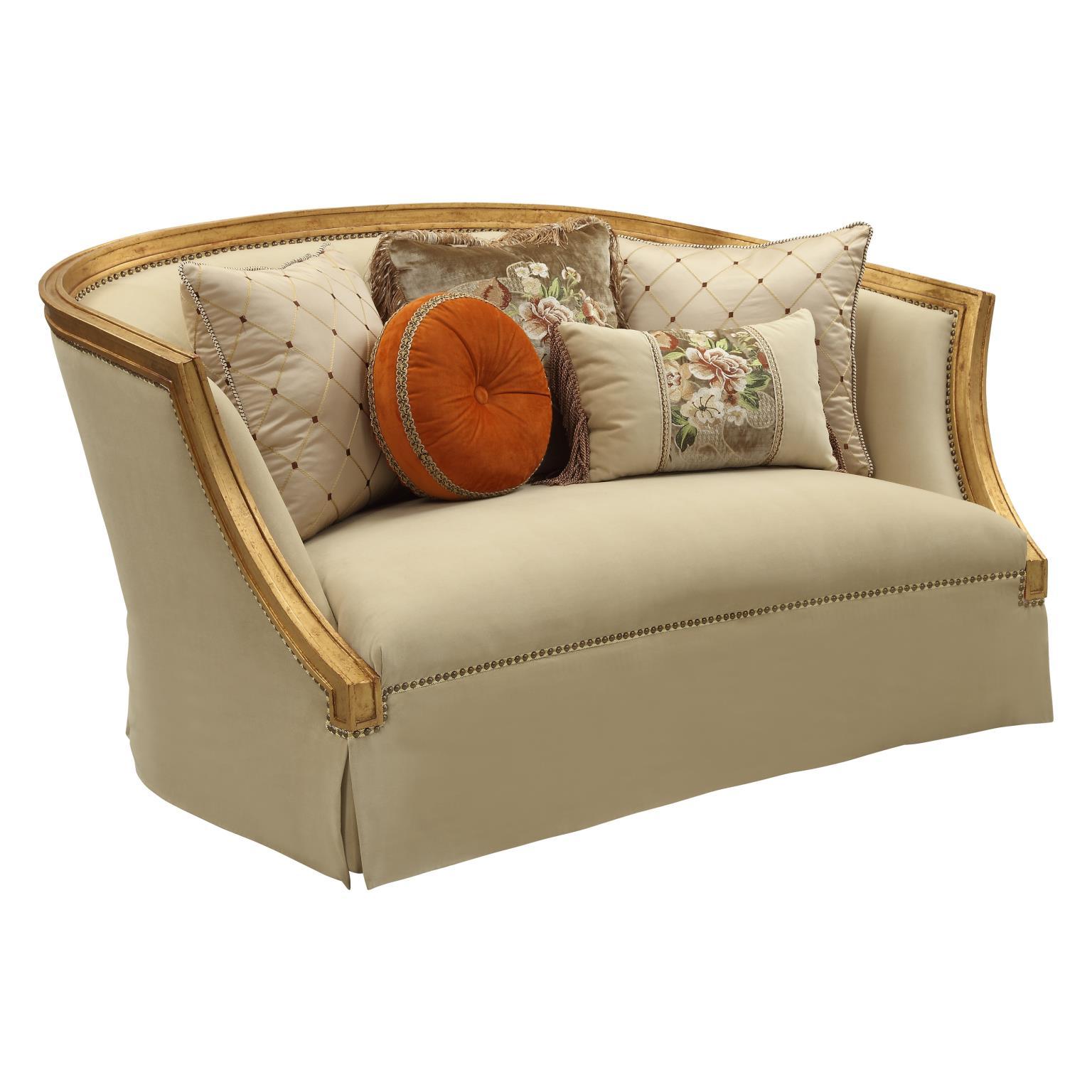 

    
Tan Flannel & Antique Gold Loveseat Daesha 50836 ACME Traditional Classic
