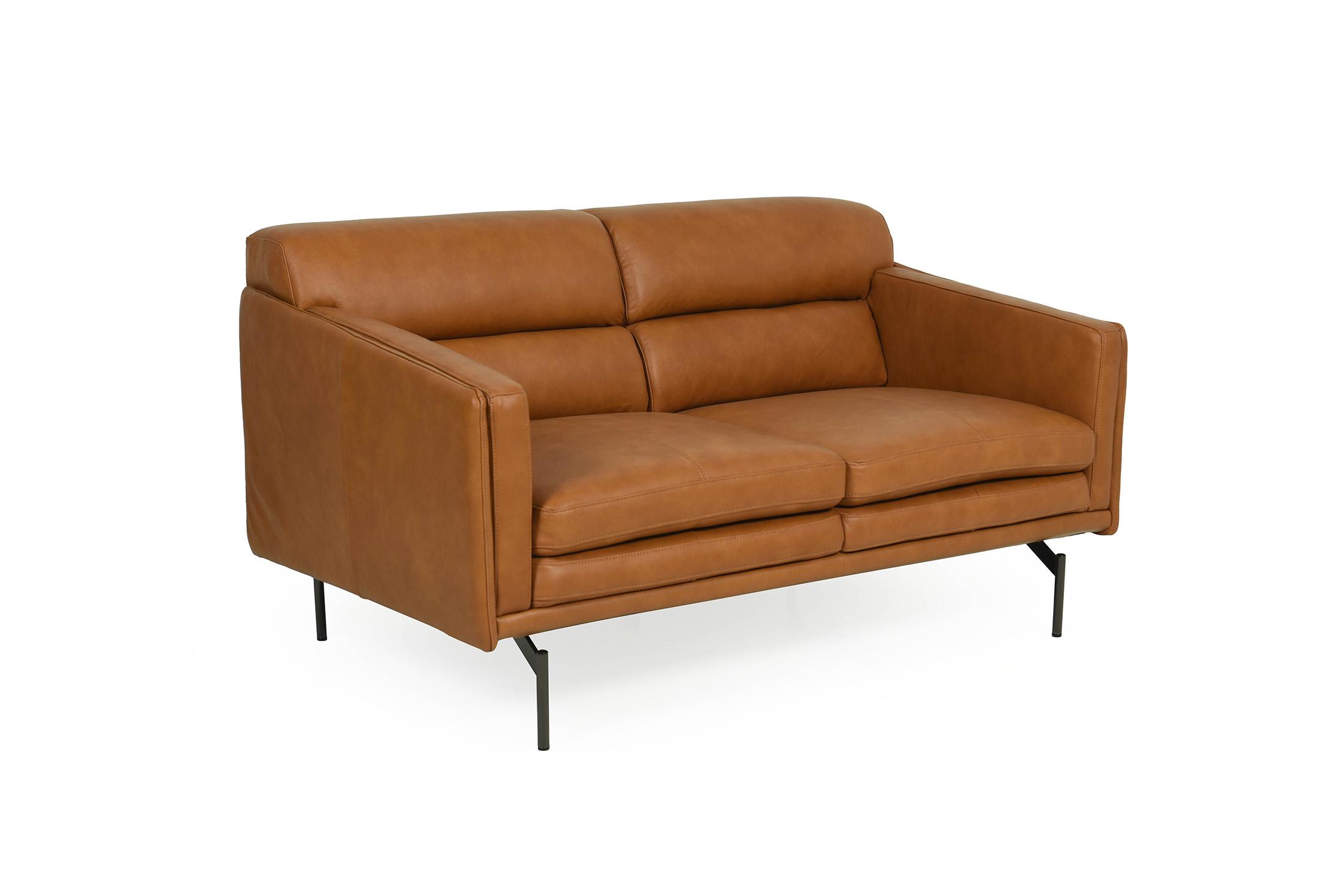 Contemporary Loveseat 442 McCoy 44202BS1961 in Tan Full Leather
