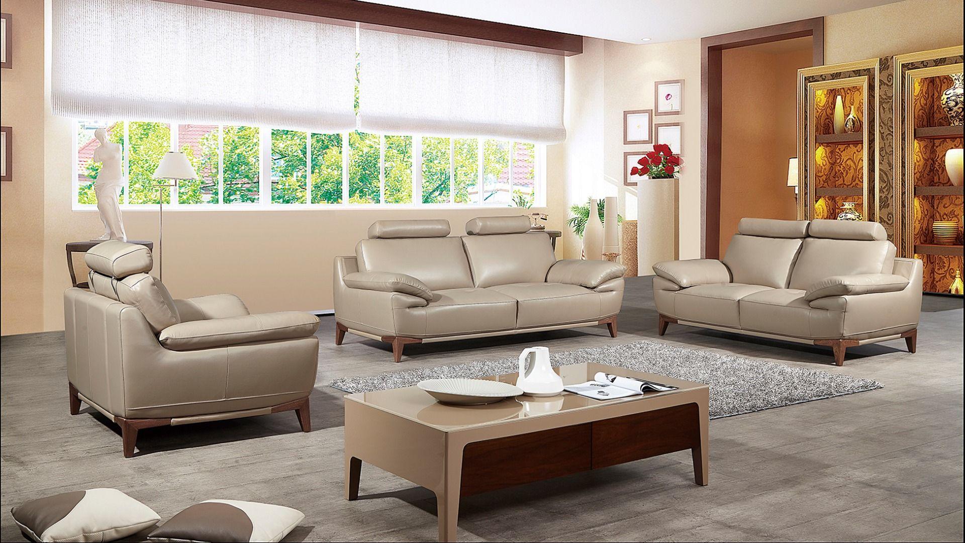 Contemporary, Modern Sofa Set EK028-TAN EK028-TAN -Set-3 in Tan Top grain leather