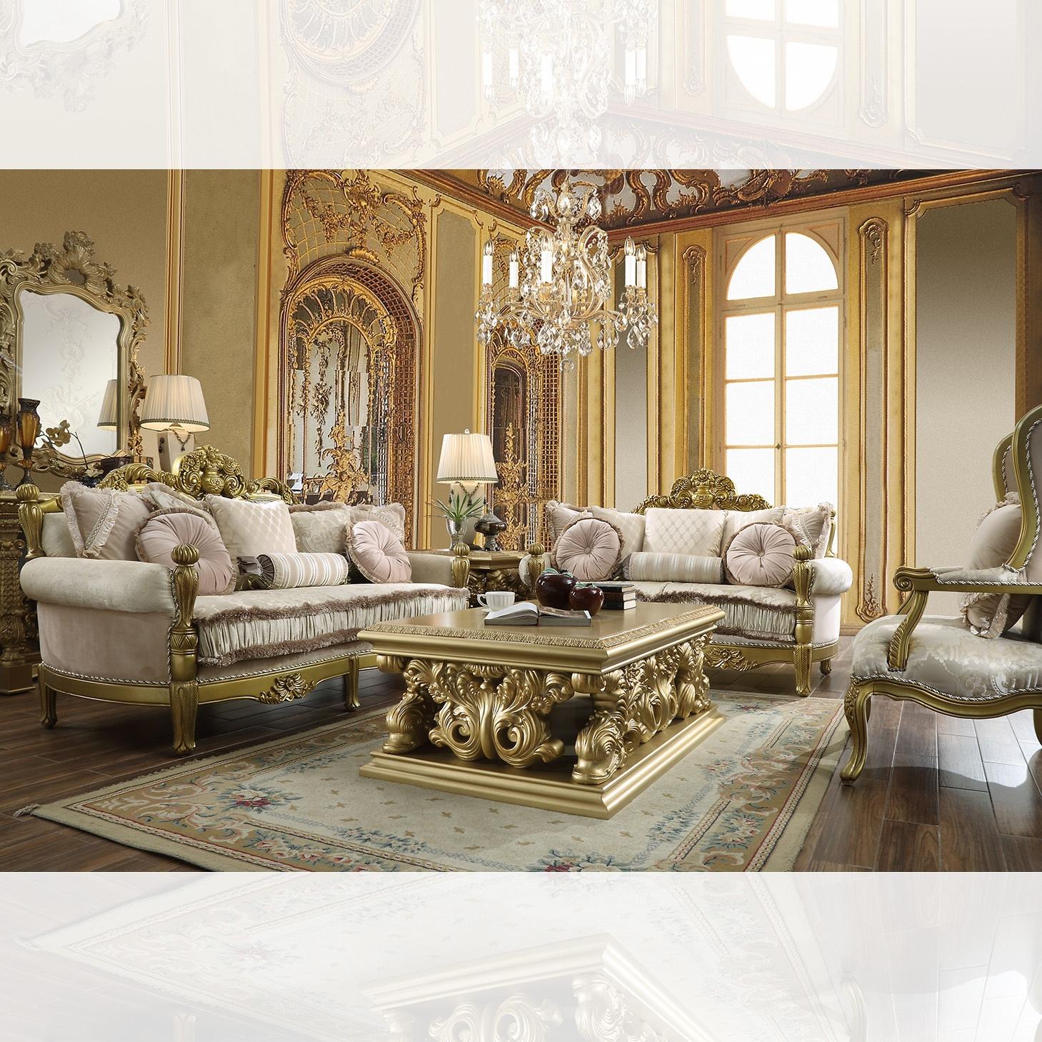 

                    
Homey Design Furniture HD-105-SSET2 Sofa Set Metallic/Gold Finish Fabric Purchase 
