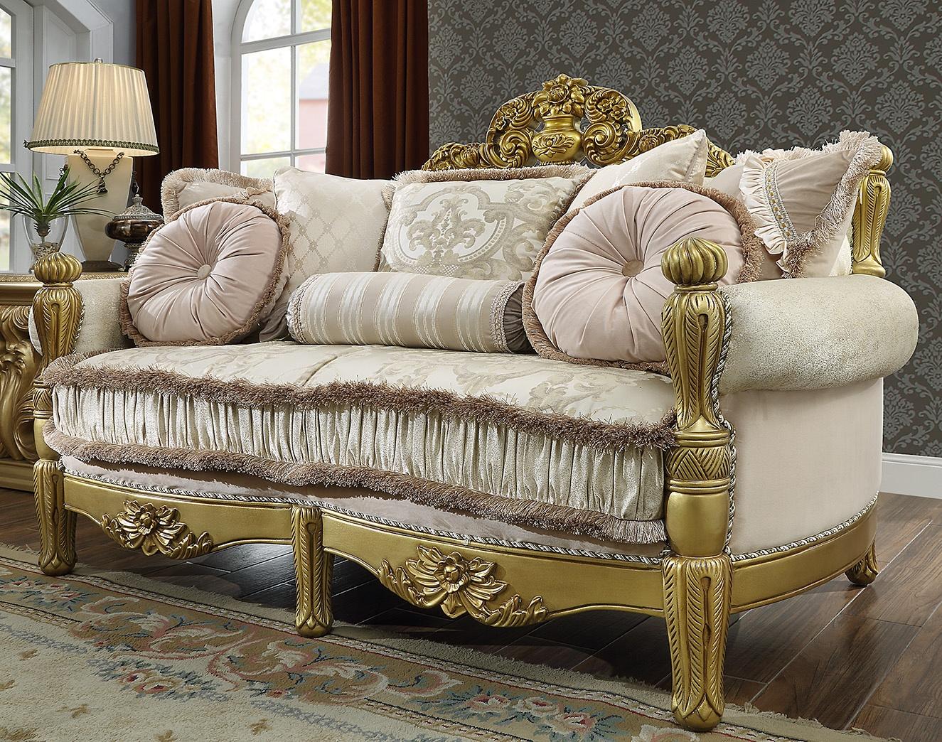 

    
Homey Design Furniture HD-105-SSET2 Sofa Set Metallic/Gold Finish HD-105-SSET2
