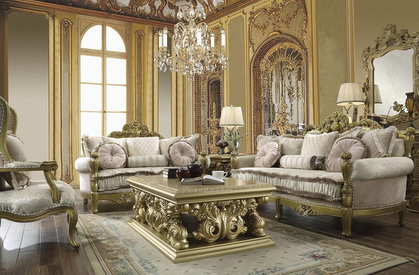 

                    
Homey Design Furniture HD-105 Sofa Metallic/Gold Finish Fabric Purchase 
