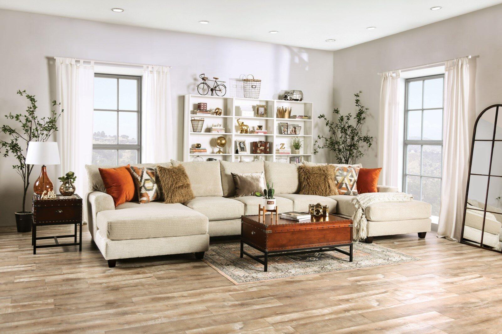 

    
Transitional Tan Microfiber Sectional Sofa Furniture of America SM5218 Carnforth
