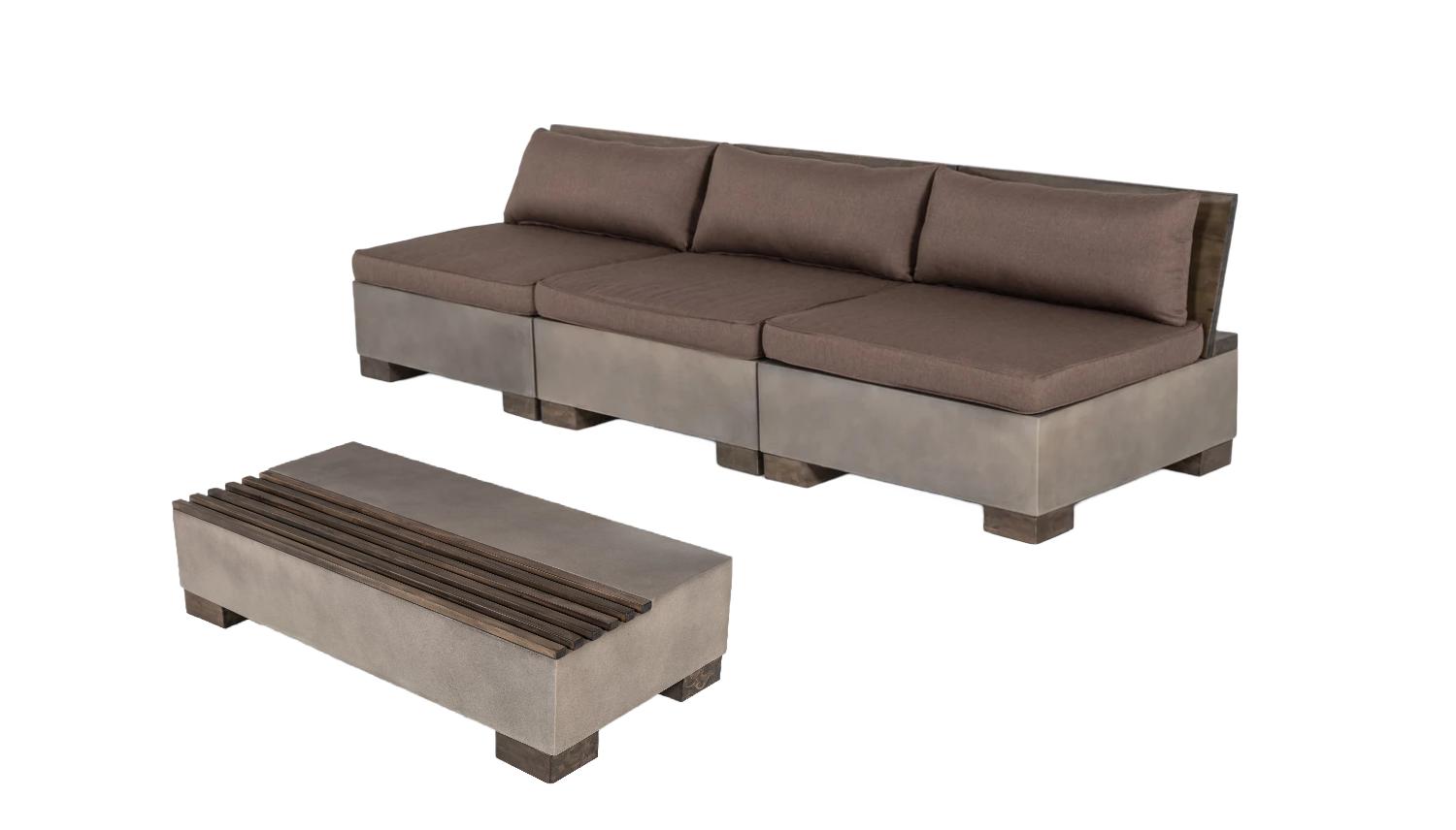 Modern Sofa Set Modrest Delaware VGLB-RIVI-REC-SET2 in Dark Tan, Brown 