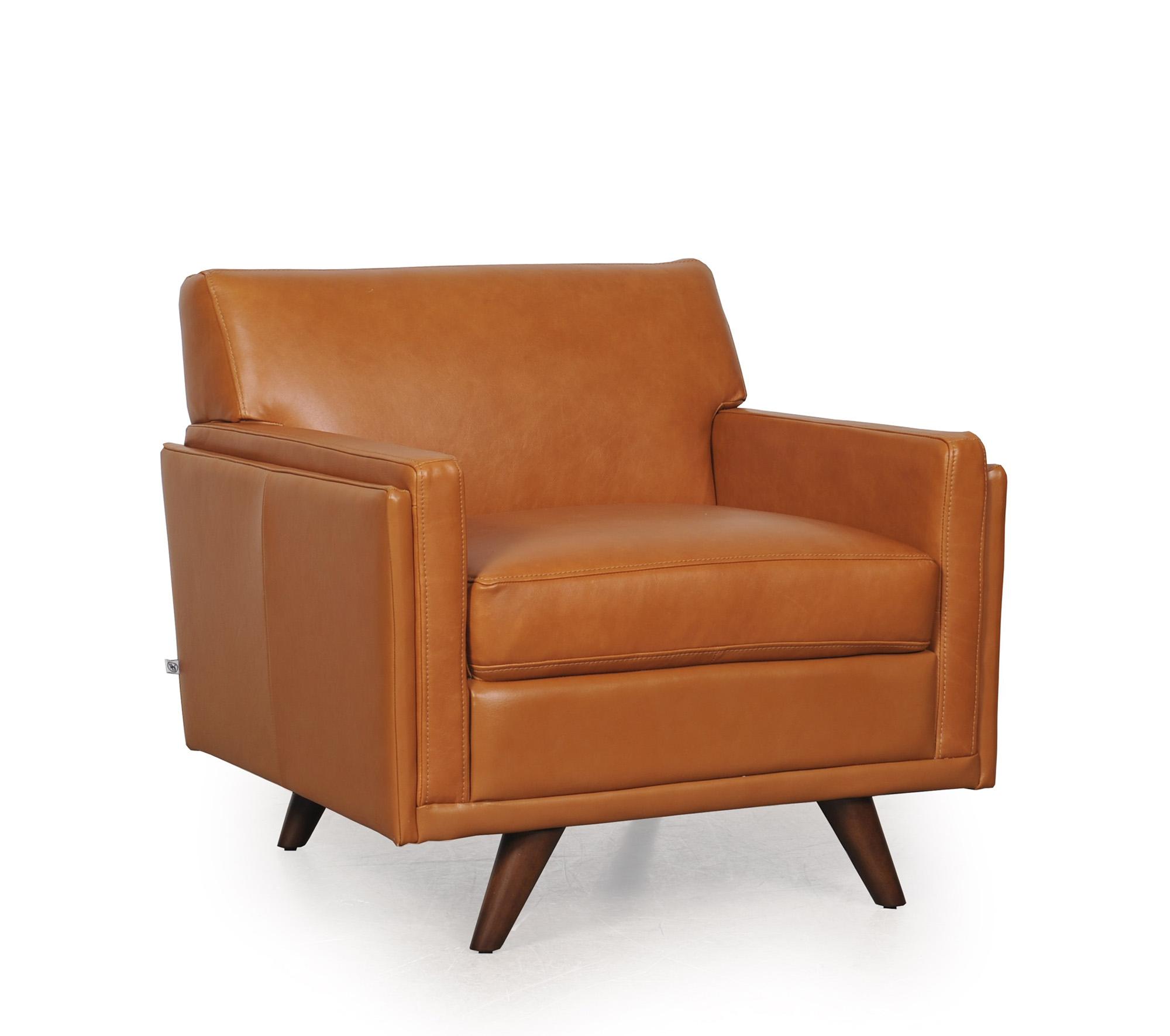 Modern Arm Chairs Milo 361 36101BS1961 in Tan Top grain leather