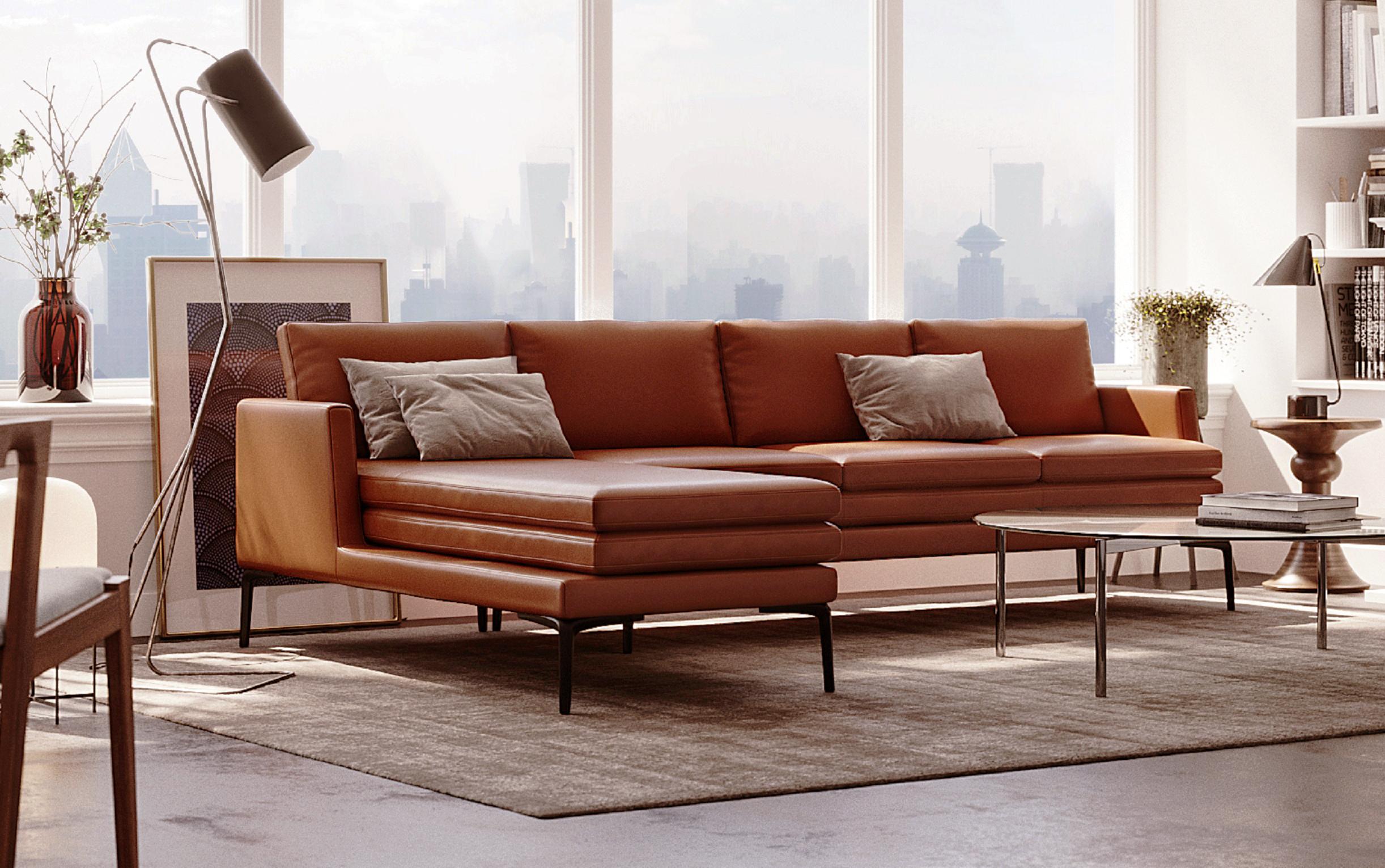 

    
Tan Top Grain Leather Sectional Sofa 439 Rica Moroni Modern Contemporary
