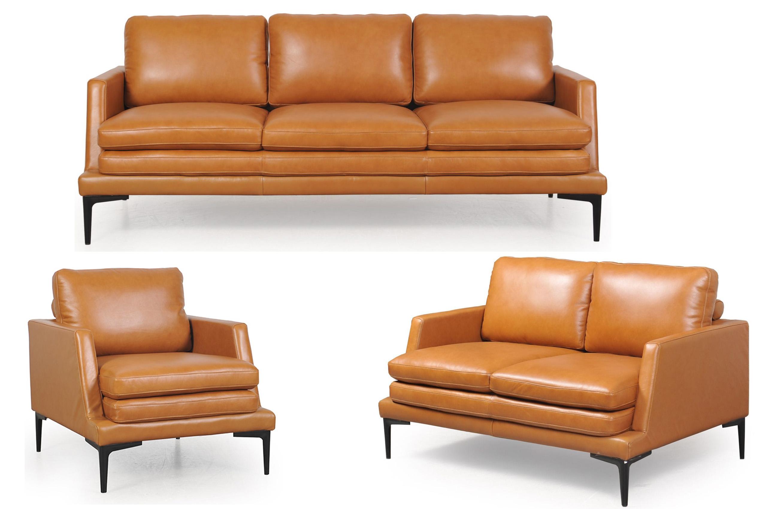 Modern Sofa Set 439 Rica 43903BS1961-Set-3 in Tan Top grain leather