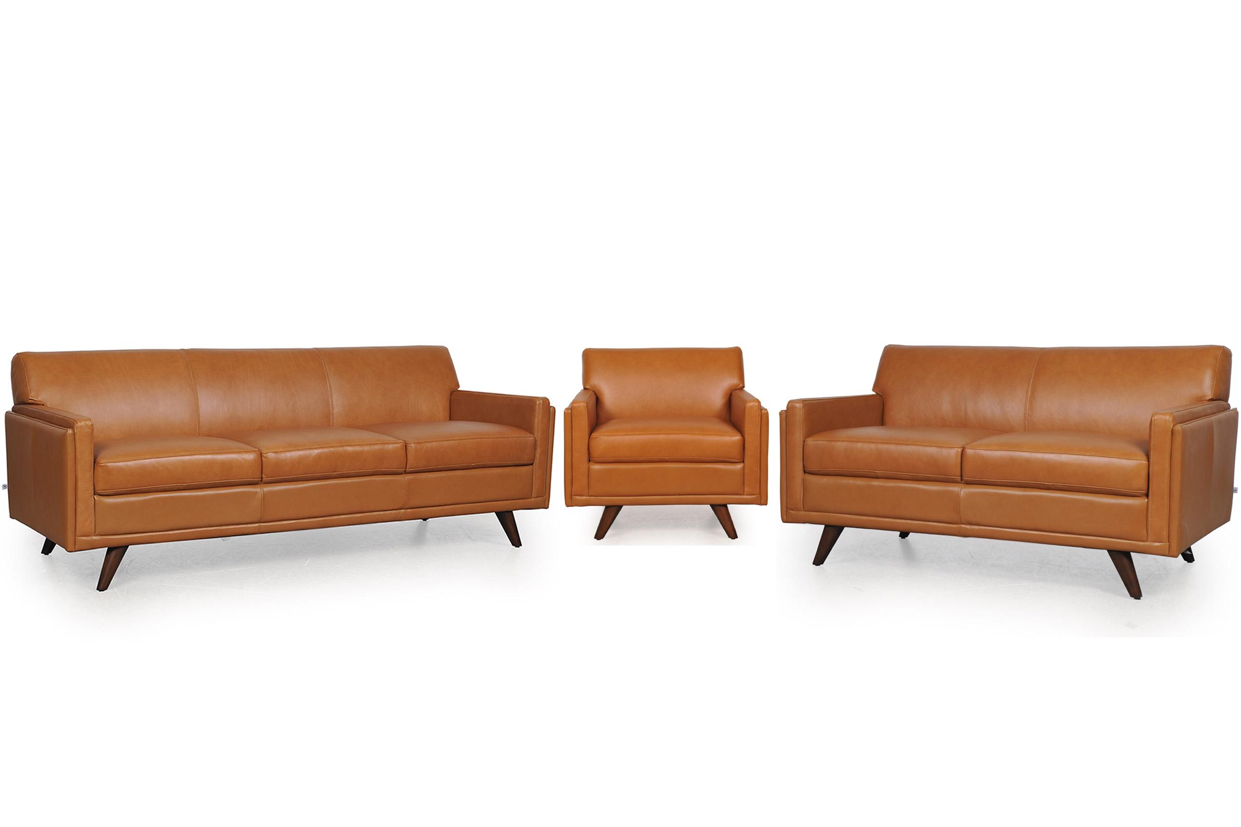 

    
Tan Top Grain Leather Sofa Set 3Pcs Milo 361 Moroni Mid-Century Contemporary
