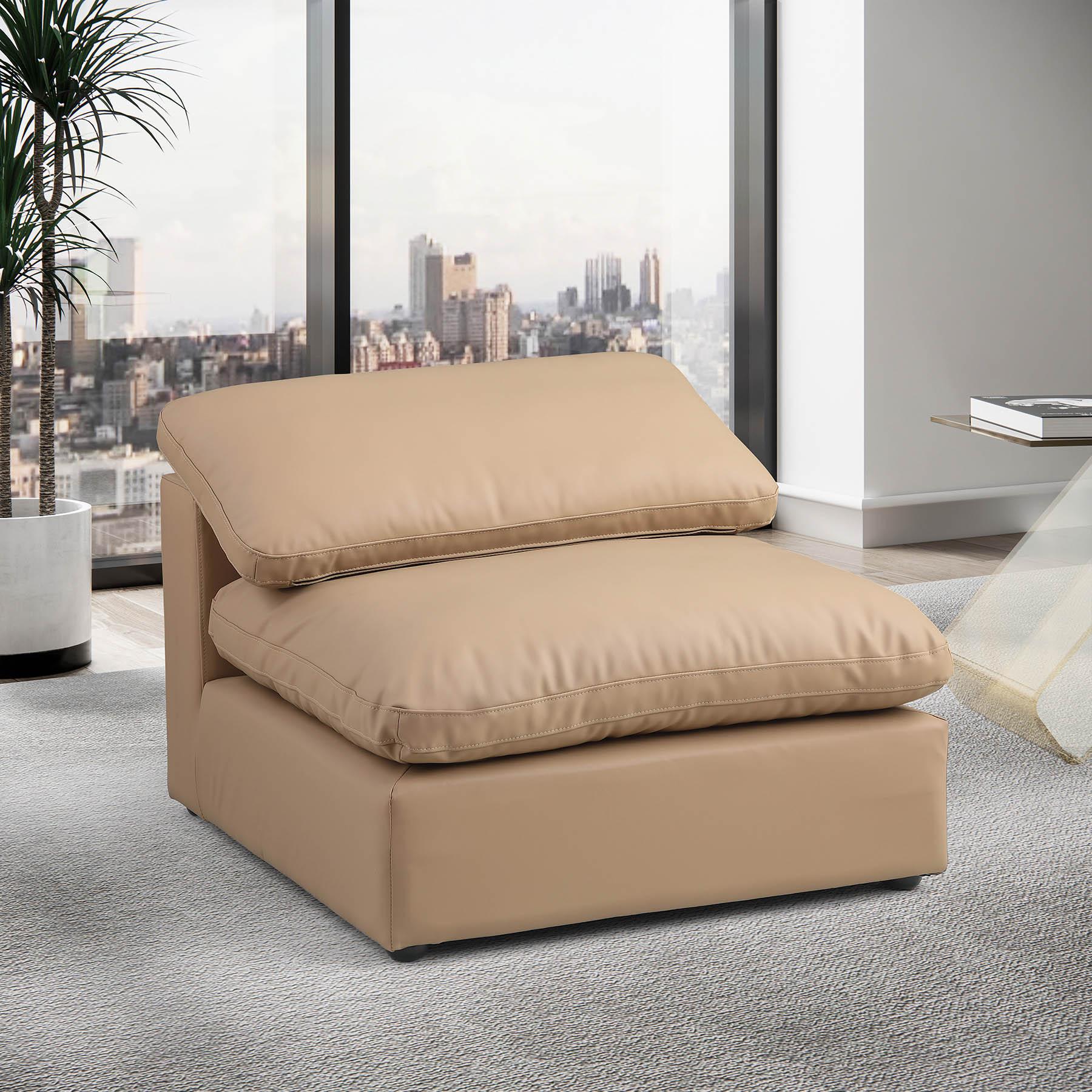 

    
Tan Vegan Leather Armless Chair COMFY 188Tan-Armless Meridian Modern
