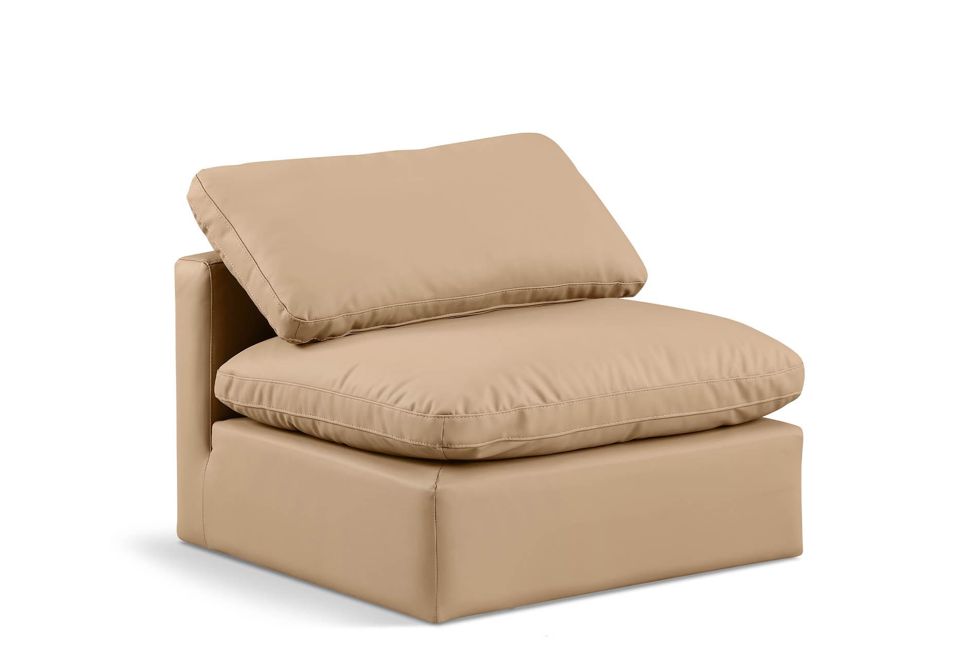 

    
Tan Vegan Leather Armless Chair INDULGE 146Tan-Armless Meridian Modern
