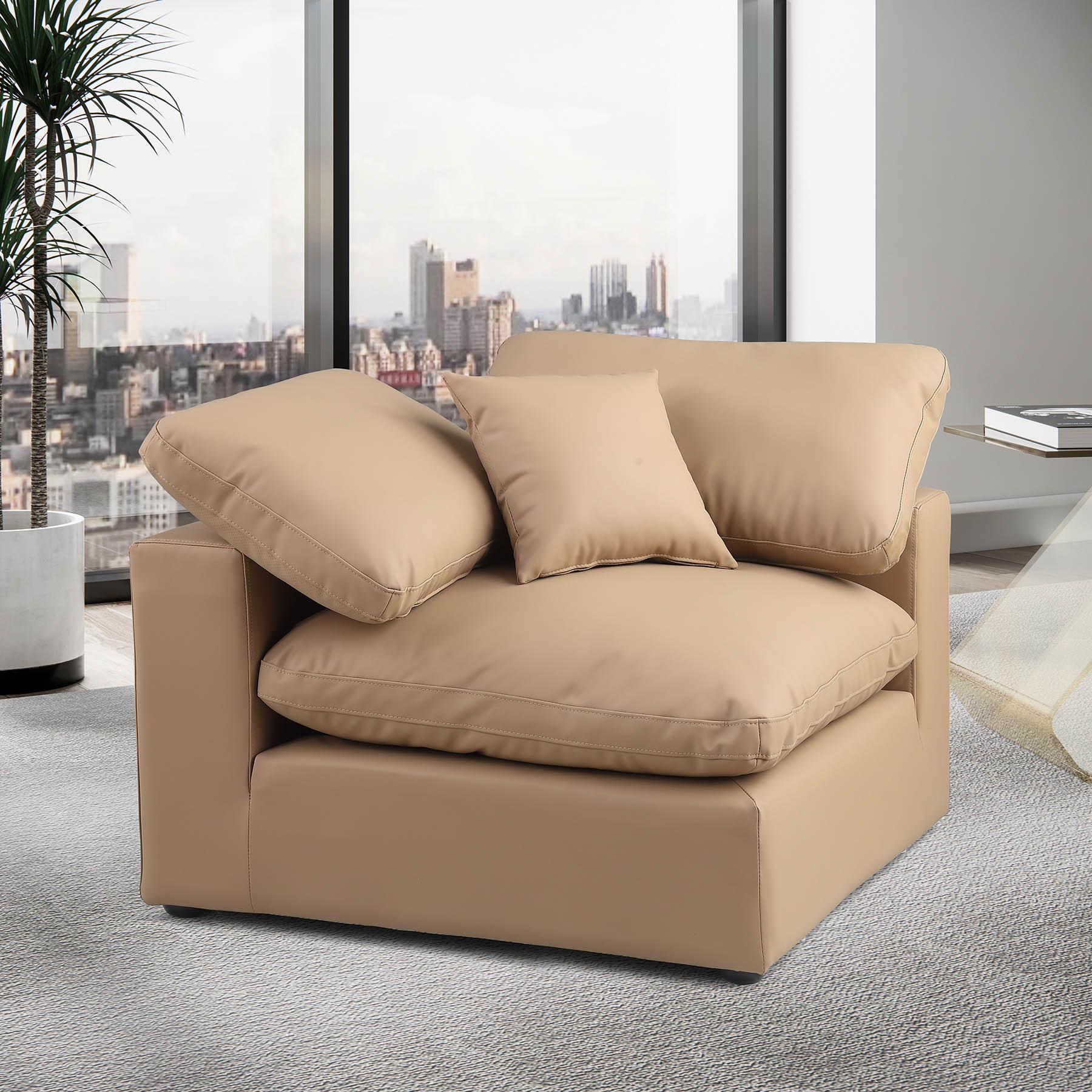 

    
Tan Vegan Leather Corner Chair COMFY 188Tan-Corner Meridian Contemporary

