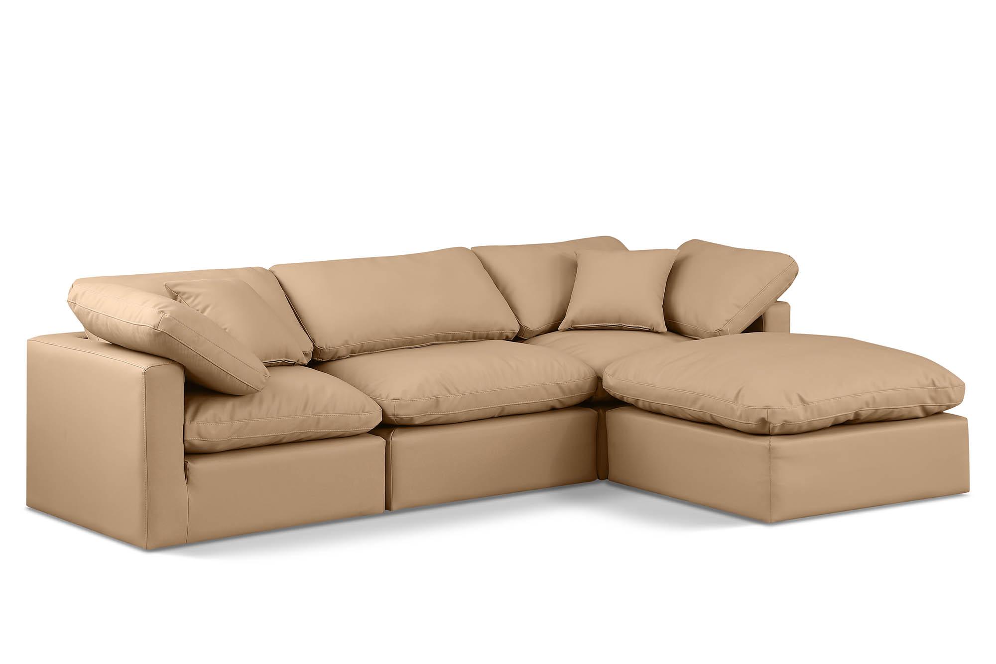 Contemporary, Modern Modular Sectional Sofa INDULGE 146Tan-Sec4A 146Tan-Sec4A in Tan Faux Leather