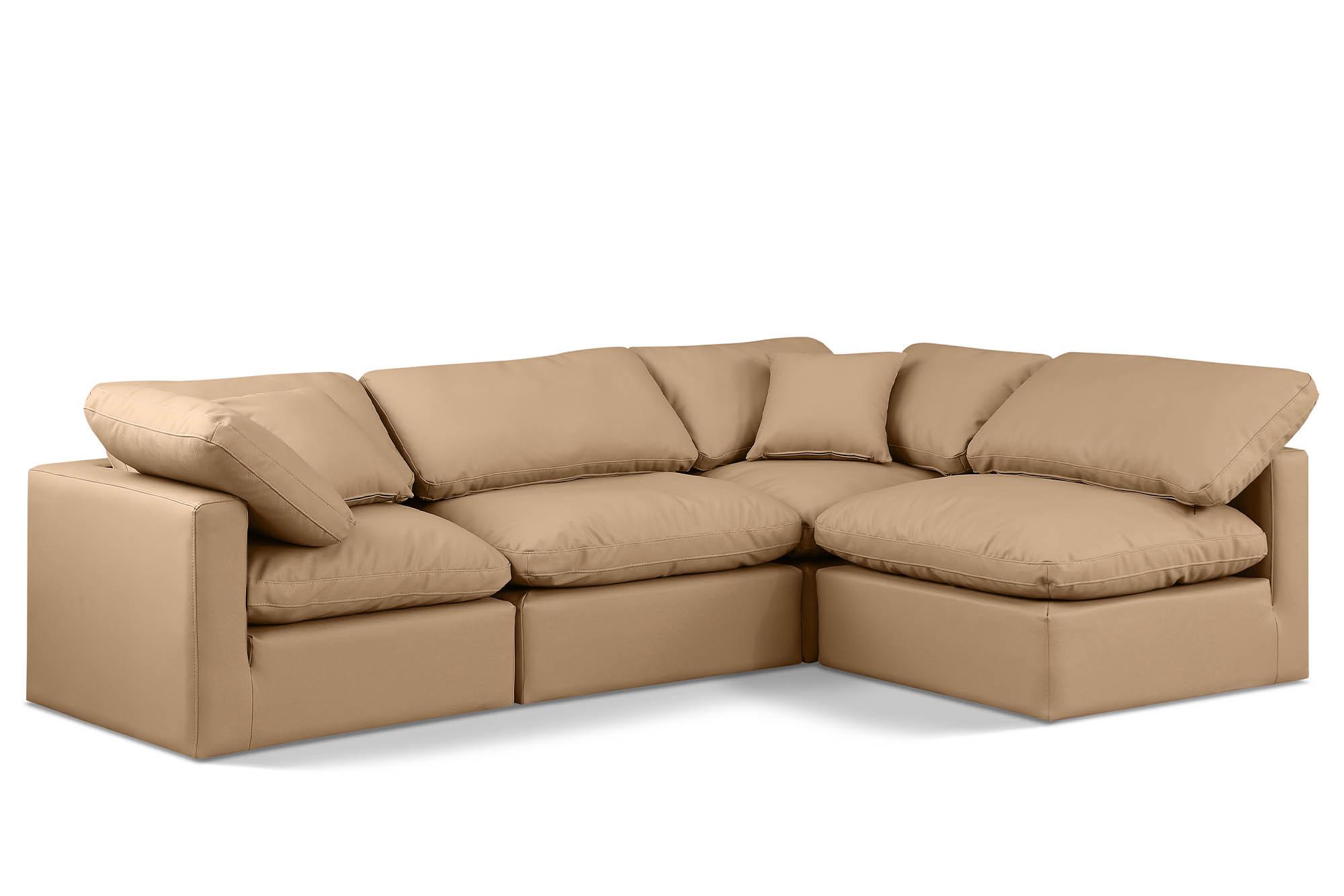 Contemporary, Modern Modular Sectional Sofa INDULGE 146Tan-Sec4B 146Tan-Sec4B in Tan Faux Leather