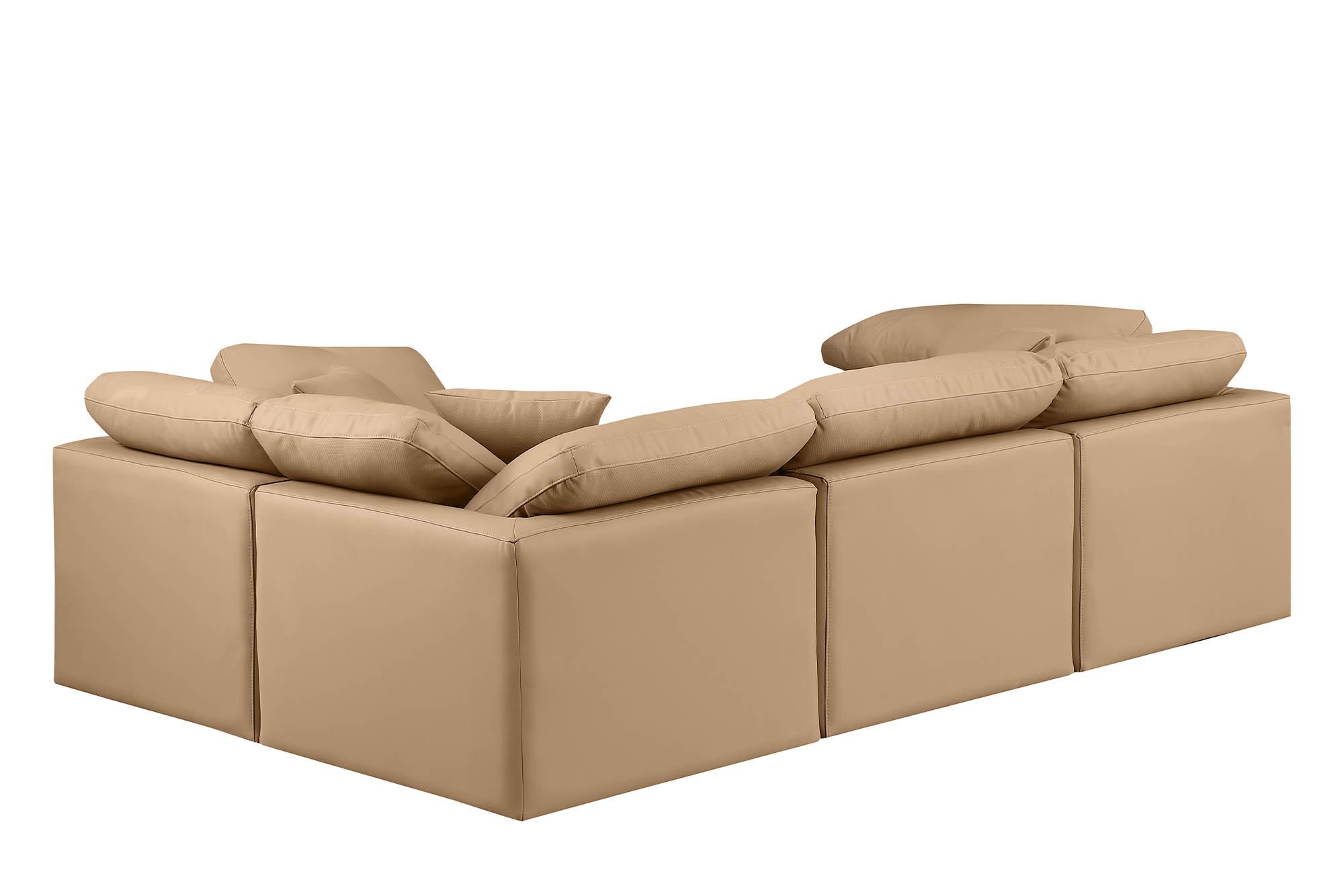 

        
Meridian Furniture INDULGE 146Tan-Sec4C Modular Sectional Sofa Tan Faux Leather 094308321820
