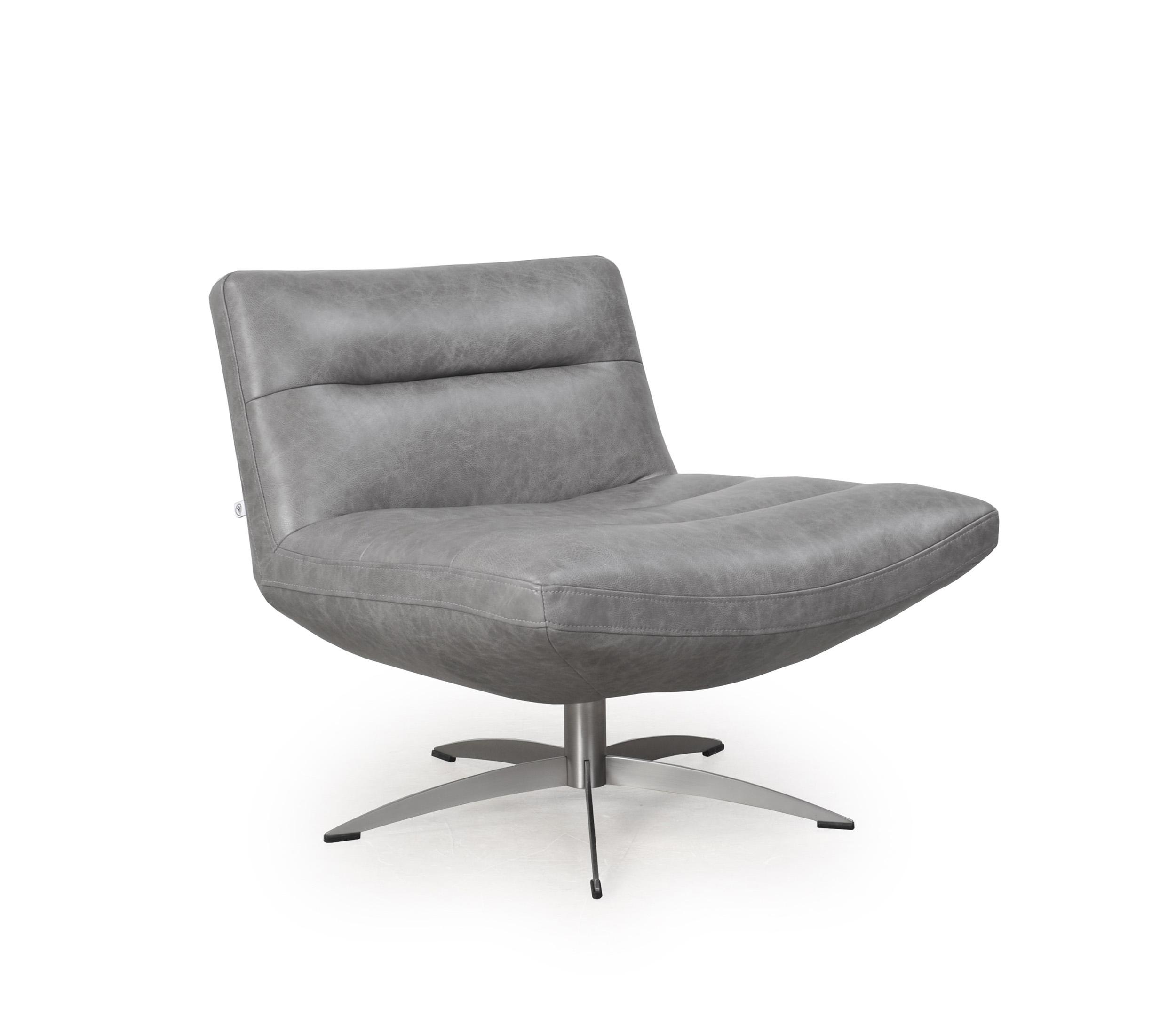 Modern Swivel Chair Taran 58006C2184 in Cobalt blue Top grain leather