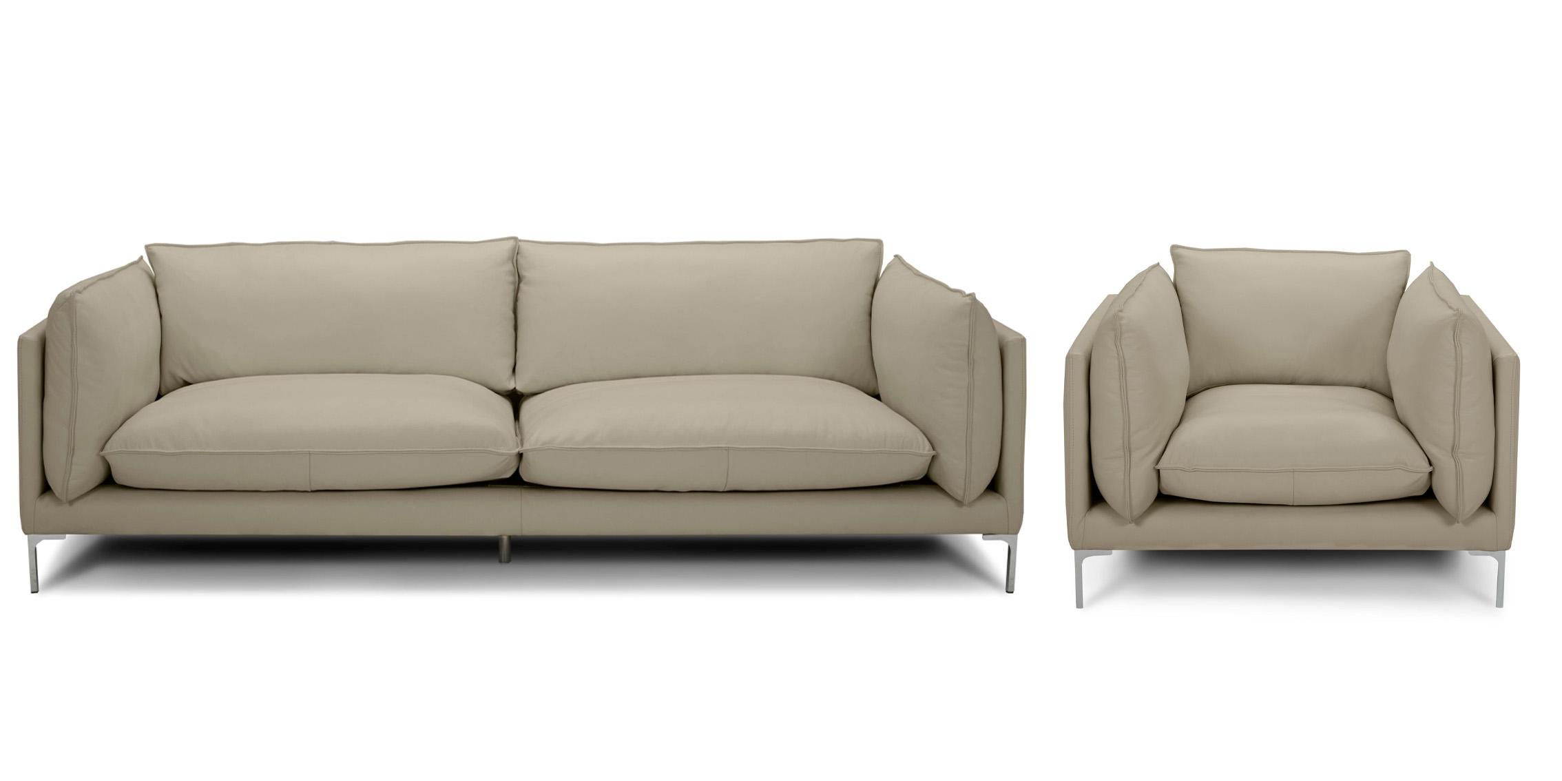 Contemporary, Modern Sofa Set VGKKKF2627-TP-S-Set-2 VGKKKF2627-TP-S-Set-2 in Taupe Full Leather