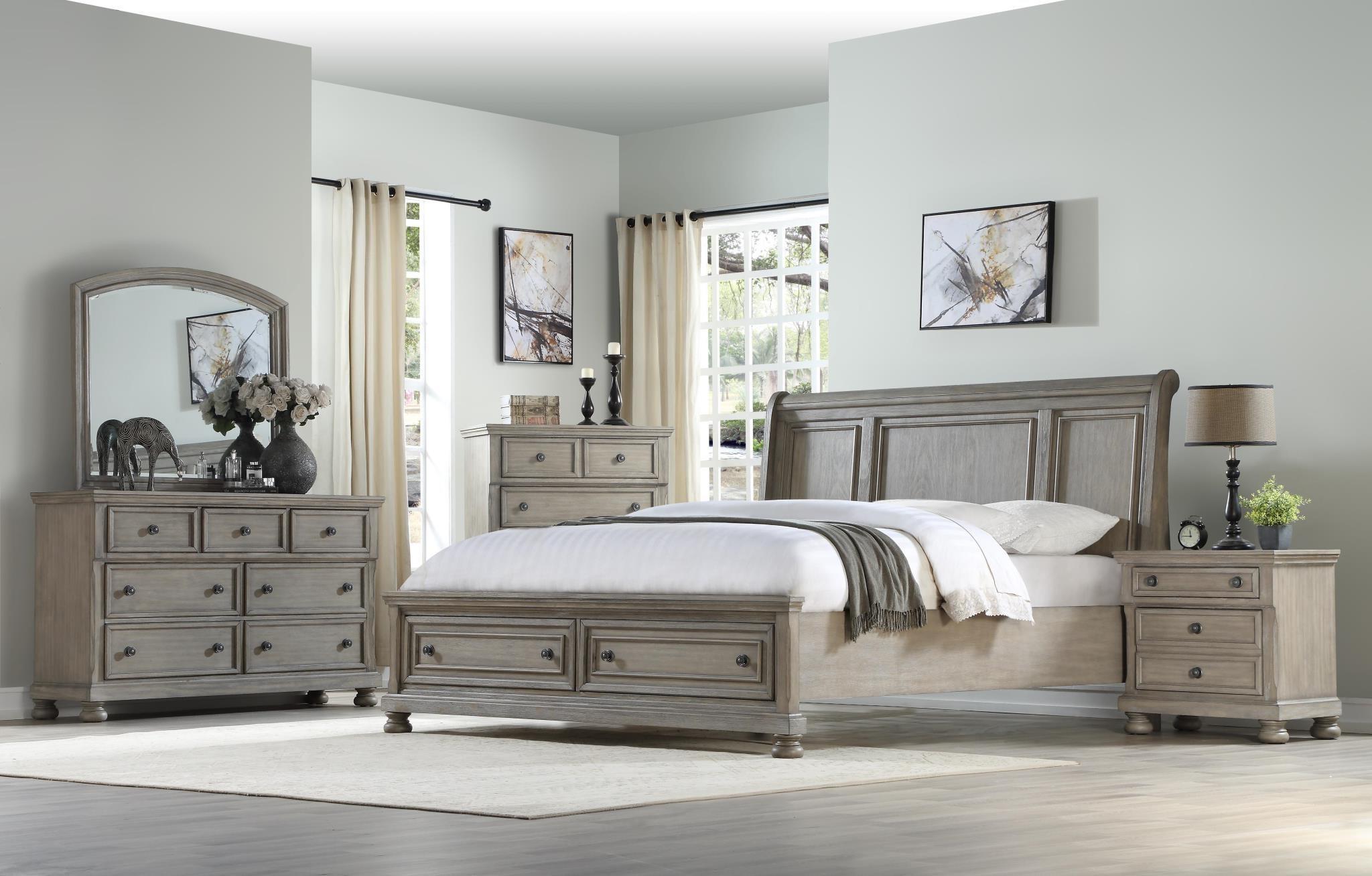 Traditional, Casual Storage Bedroom Set PRESCOTT 1070-105-Set-6 1070-105-2NDM-5PC in Gray 