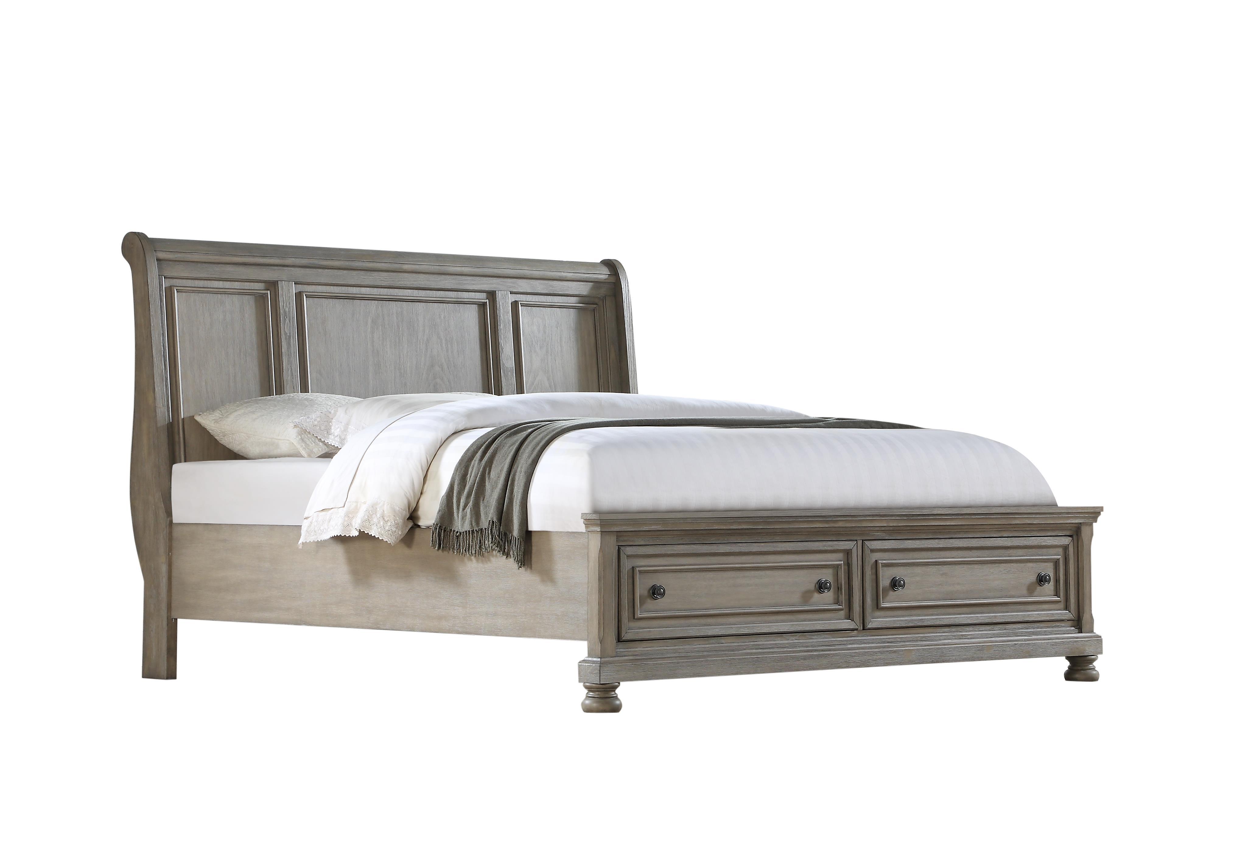 

    
Taupe Grey Ashcott 1070-105 Queen Storage Bed Bernards Traditional Solid Wood
