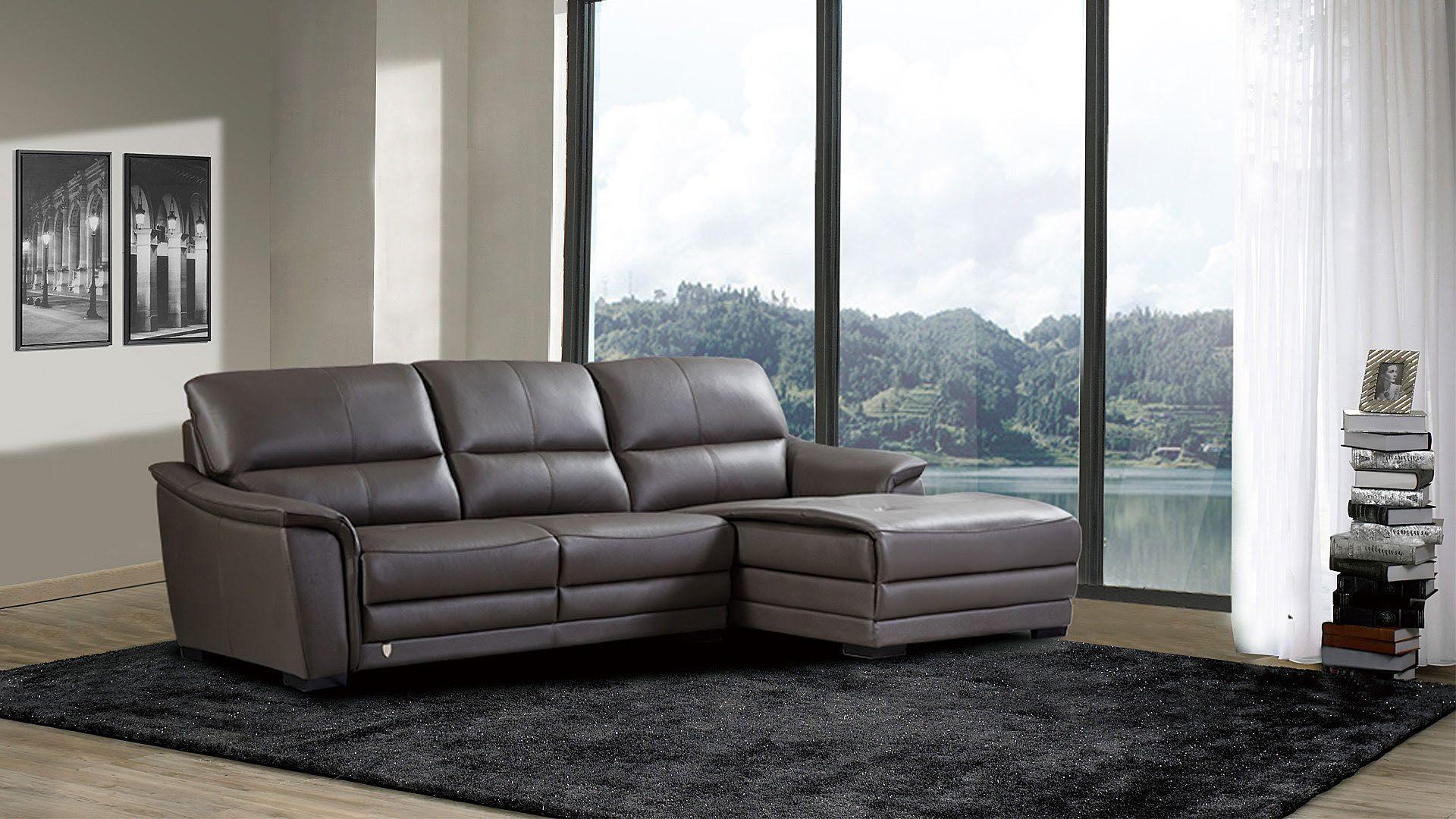Contemporary, Modern Sectional Sofa EK-L046L-TPE EK-L046L-TPE in Taupe Italian Leather