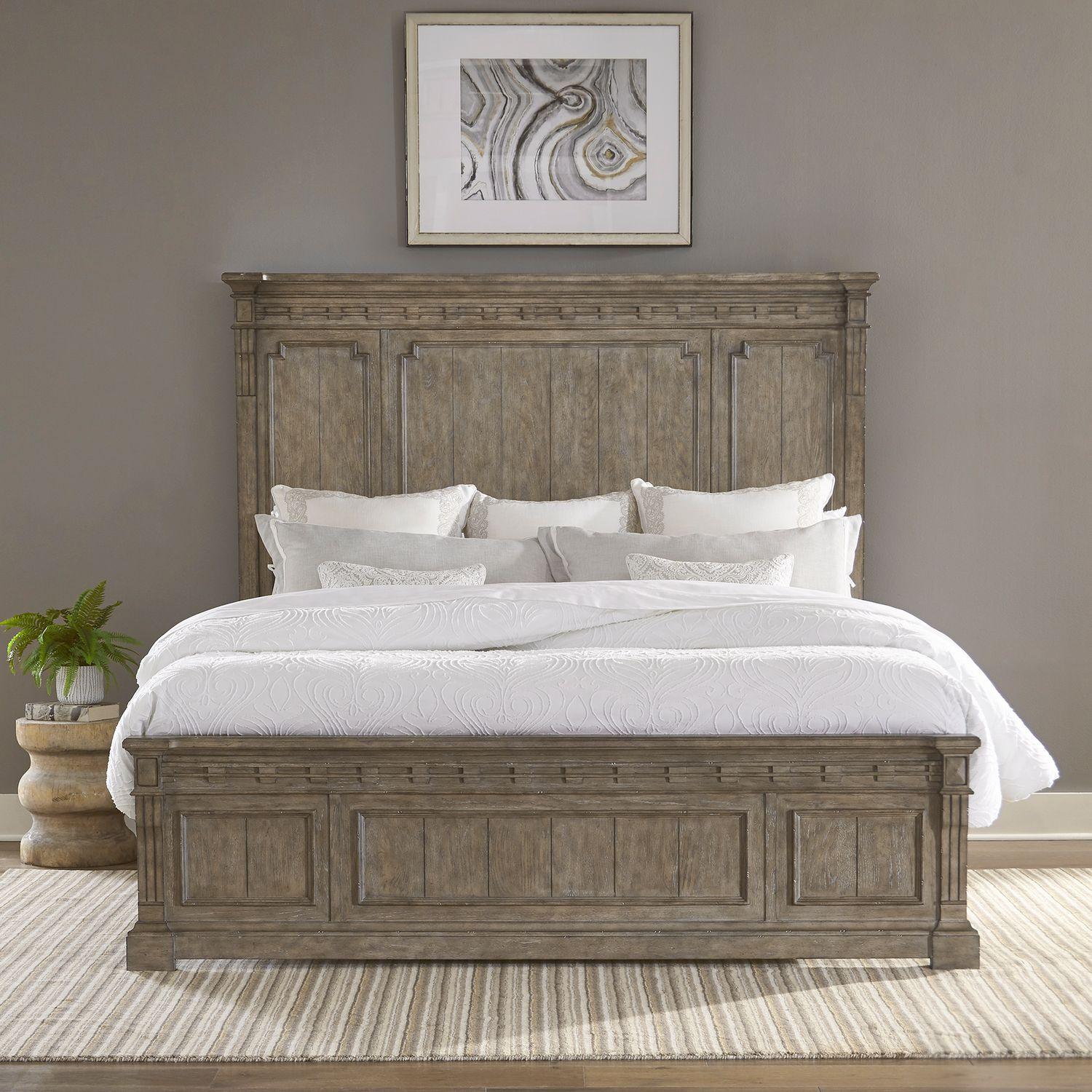 

    
Taupe King Panel Bed Set 4 w/Chest Town & Country 711-BR Liberty Furniture
