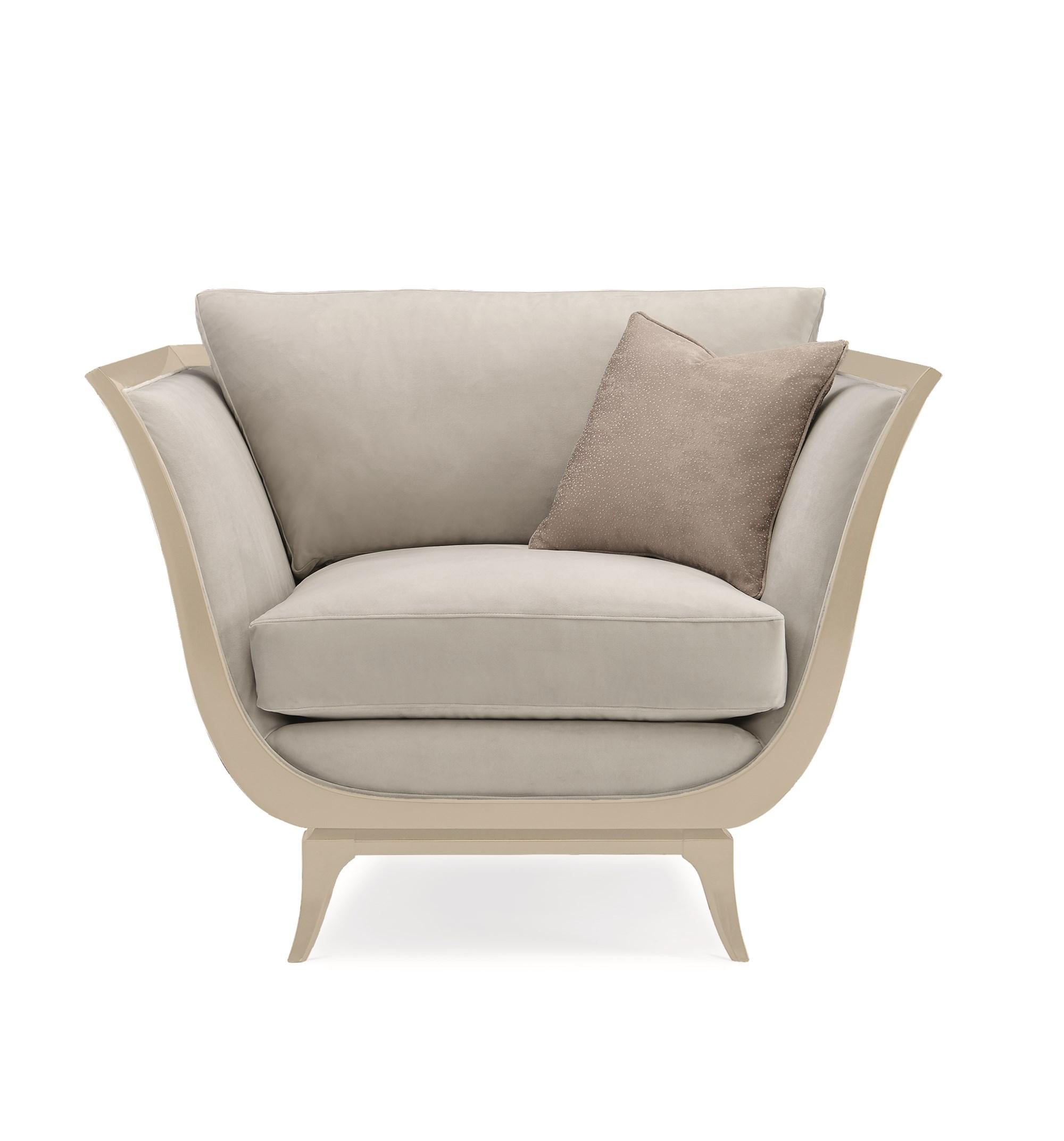 Contemporary Accent Chair LOVE A-FLAIR UPH-418-133-B in Taupe, Champagne Fabric