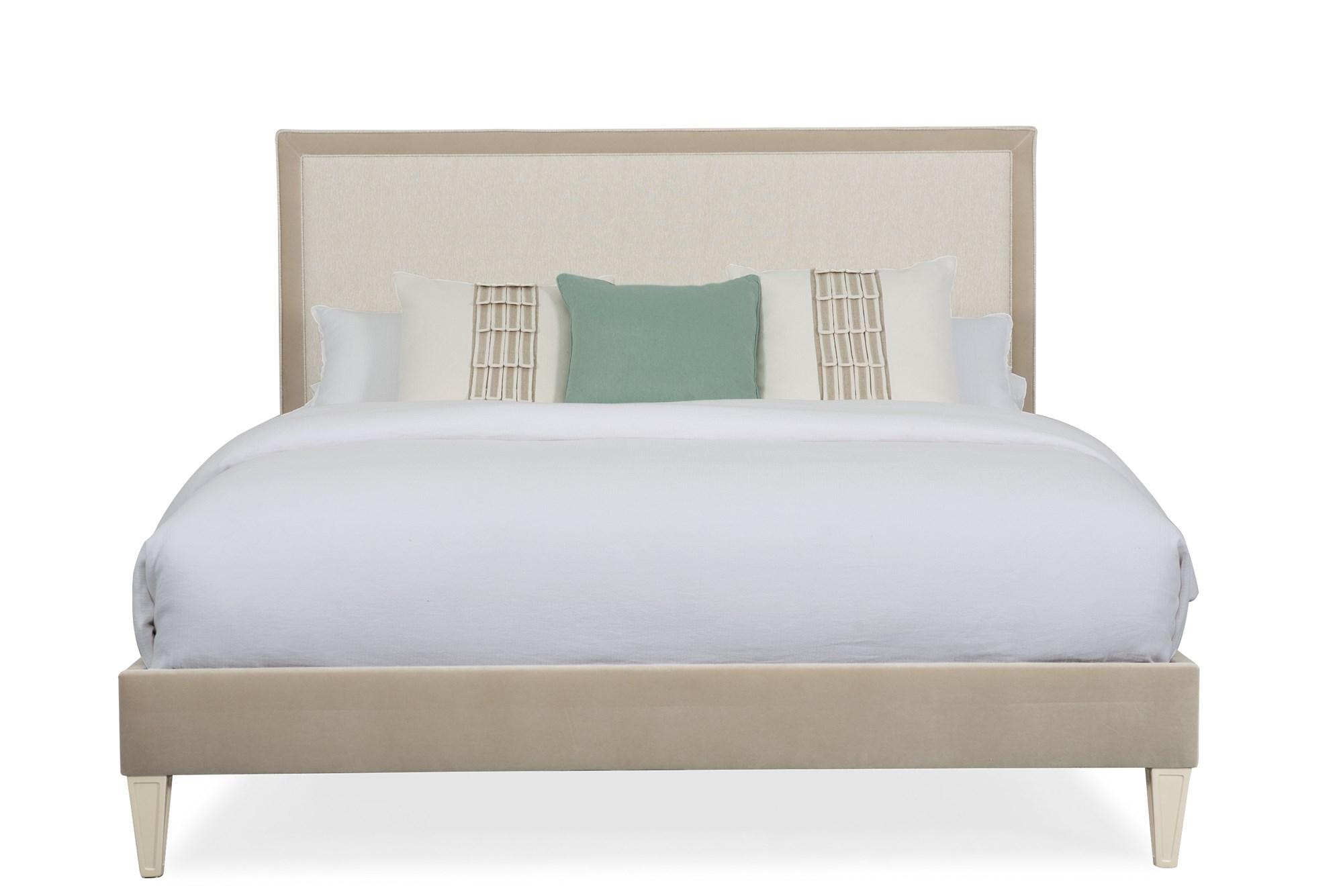 

    
Taupe Premium Fabric Pearl Drop Finish King Bed LOVIE DOVIE by Caracole
