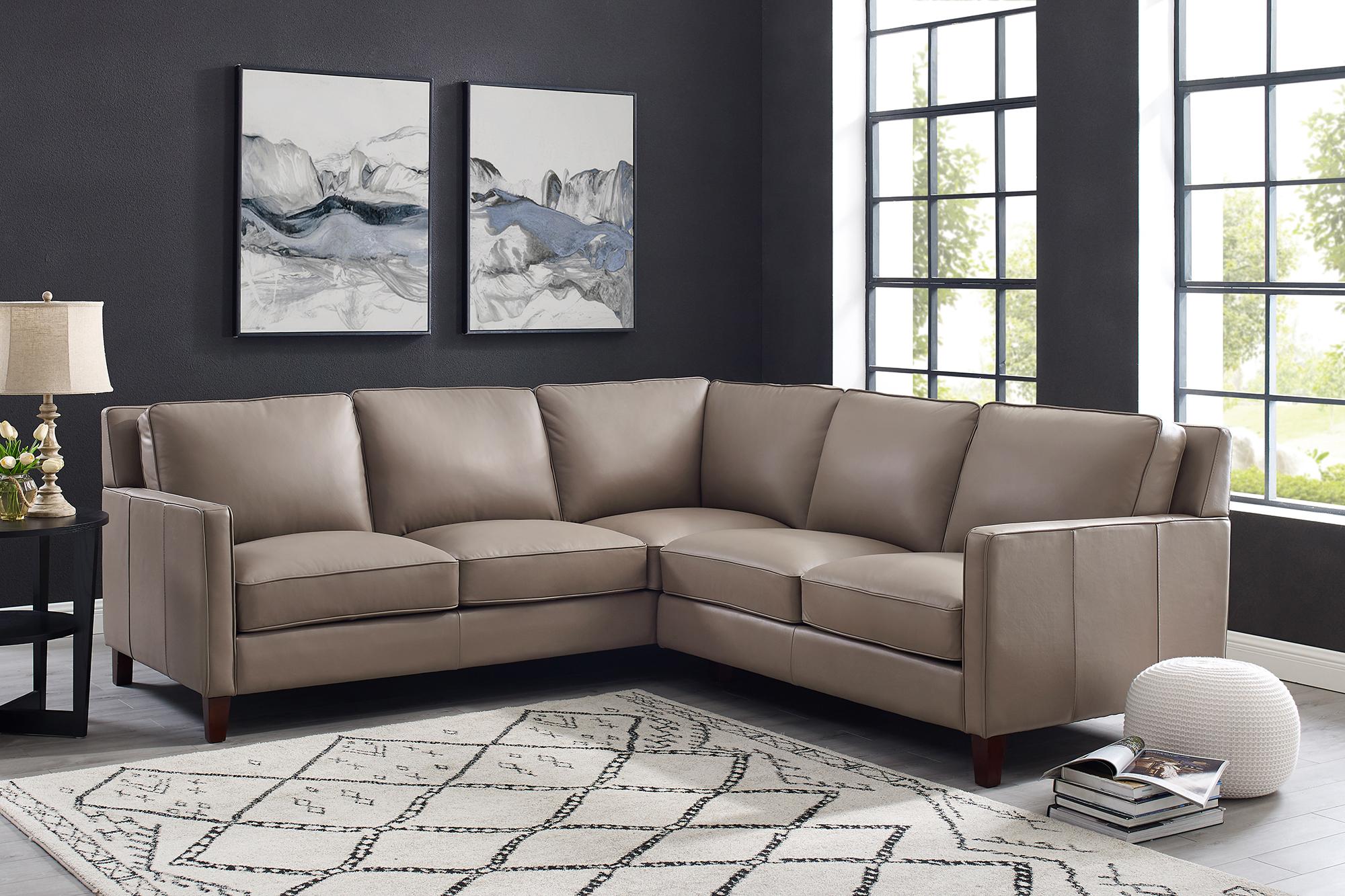 

    
TAUPE Top Grain Leather Sectional SAN FRANCISCO HYDELINE® Modern
