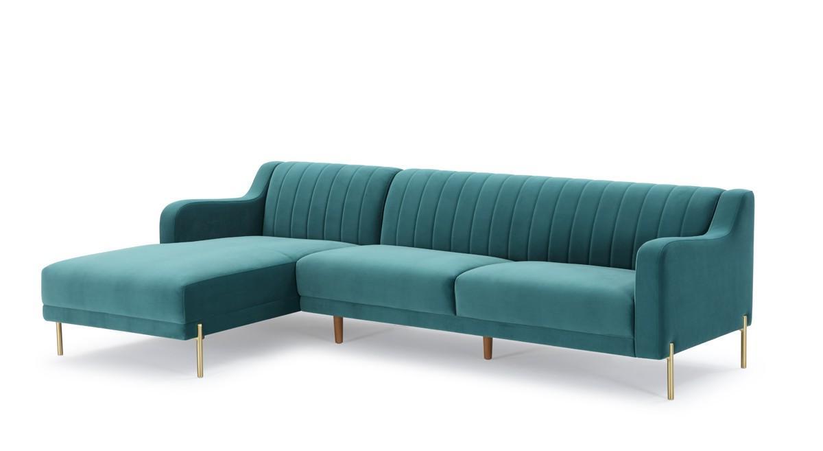 

    
Teal Velvet Sectional Sofa w/ Left Facing Chaise VIG Divani Casa Flow Modern
