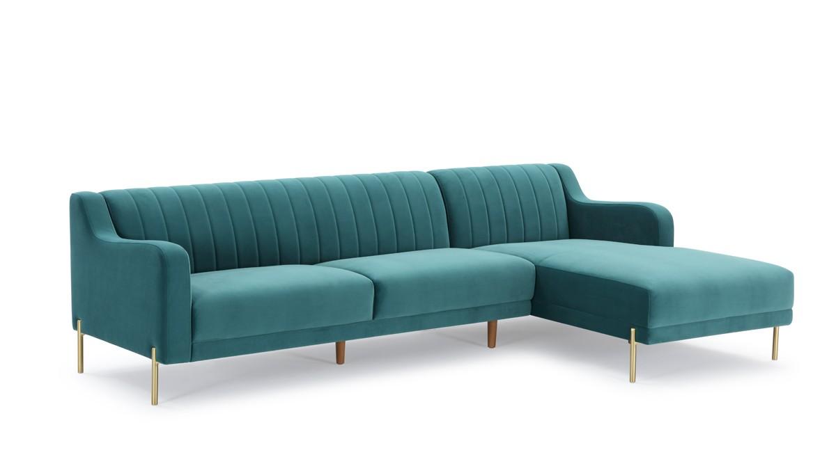 

    
Teal Velvet Sectional Sofa w/ Right Facing Chaise VIG Divani Casa Flow Modern
