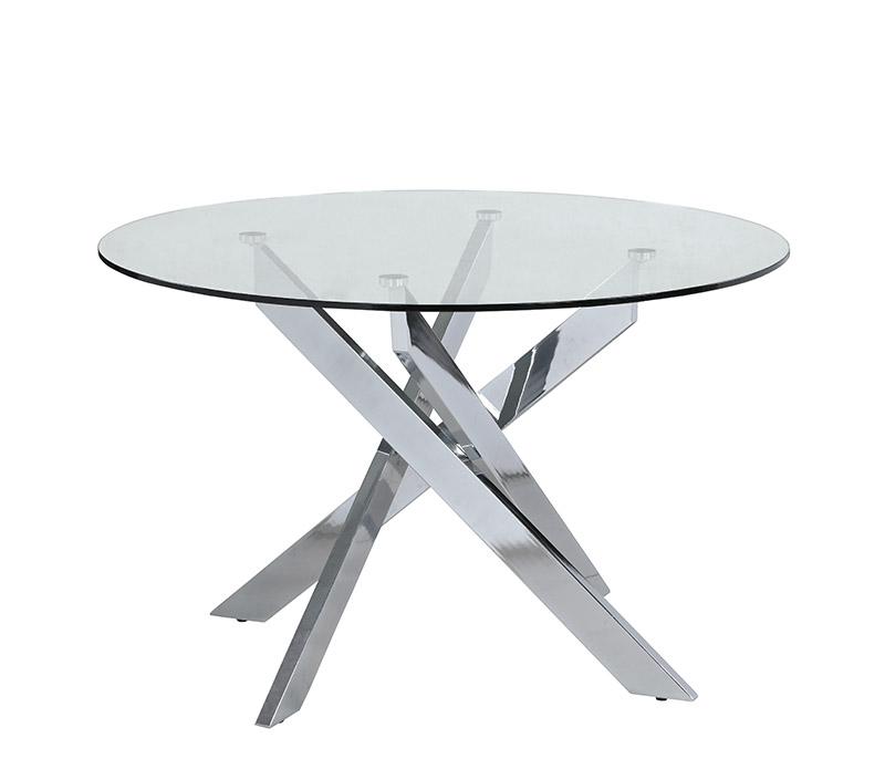 

    
Tempered Glass Round Dining Table Modern Dusty by Chintaly Imports
