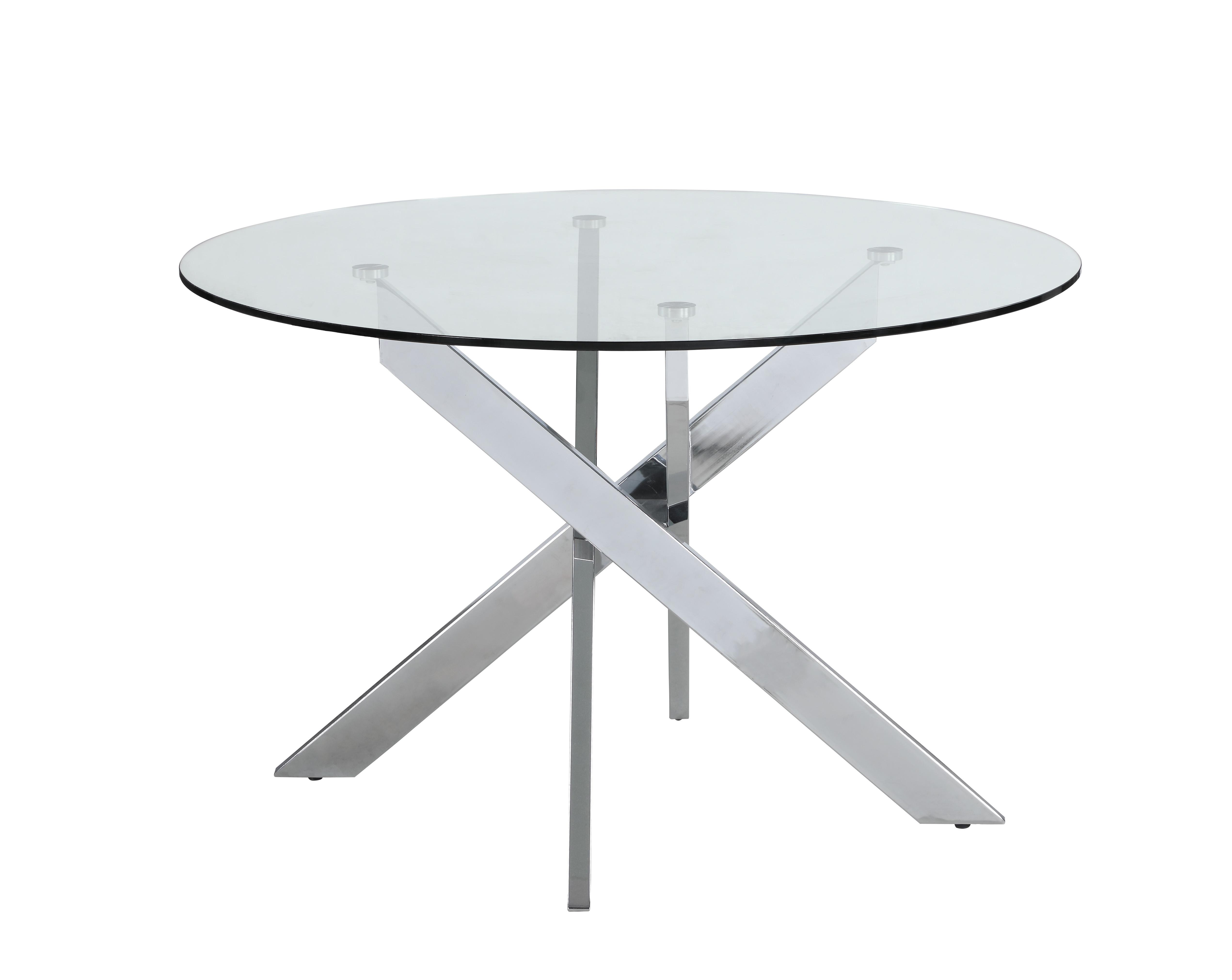 

    
Tempered Glass Round Dining Table Modern Dusty by Chintaly Imports
