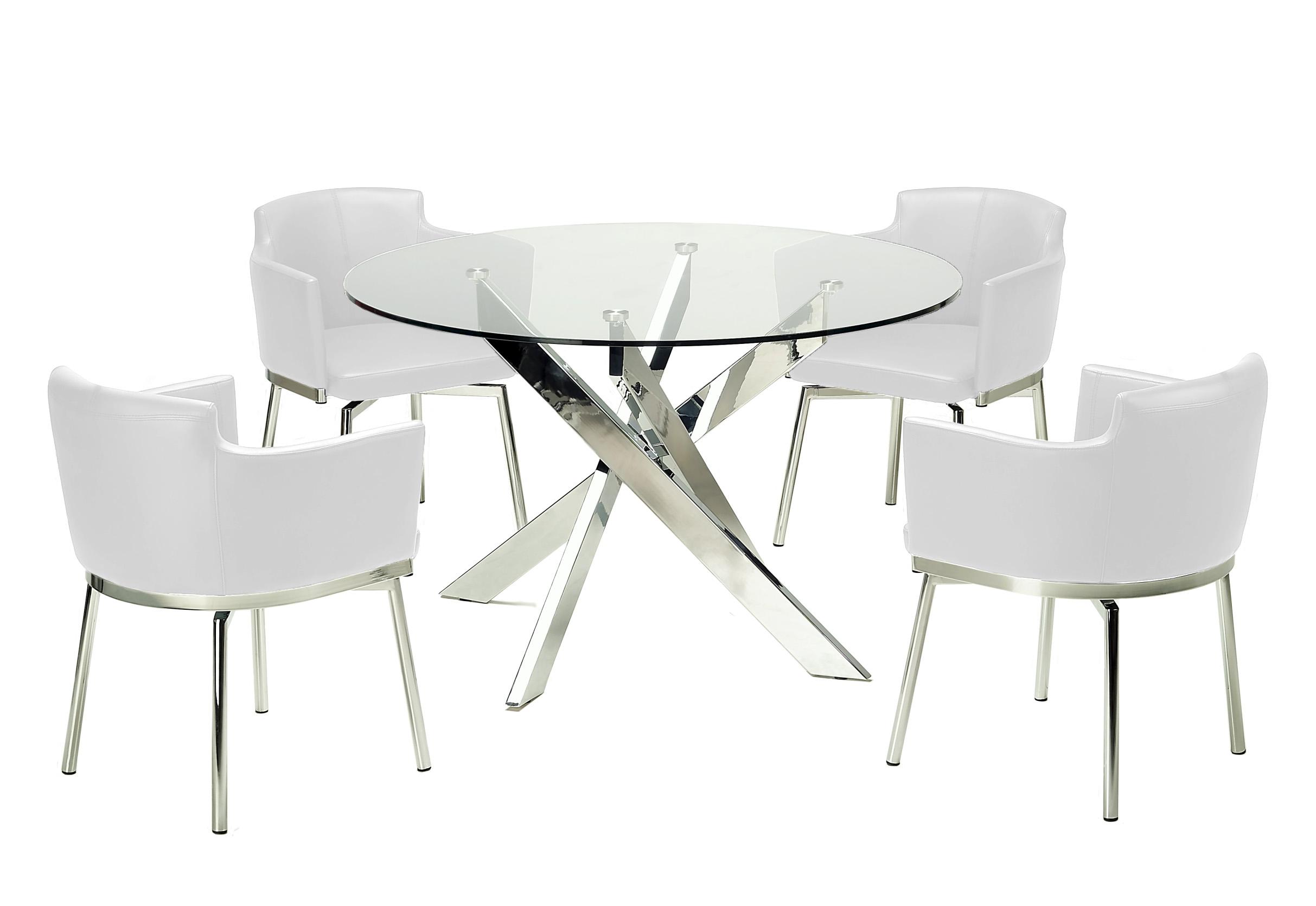 Modern Dining Sets Dusty DUSTY-5PC-WHT in White Eco Leather