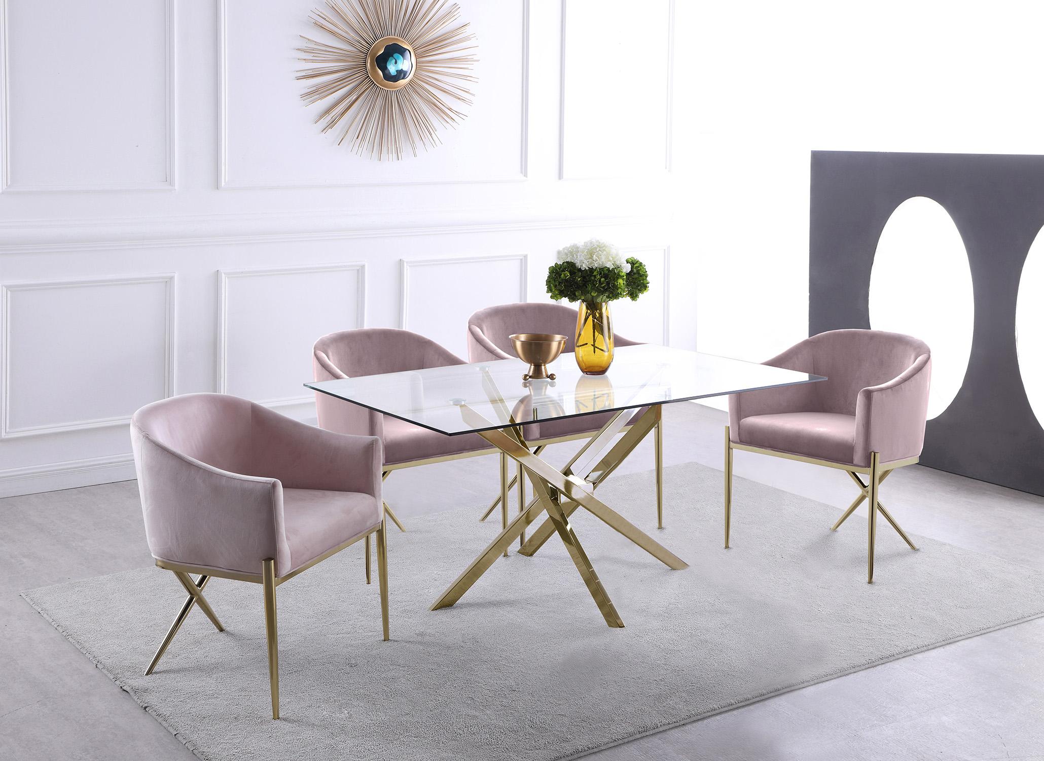 

    
Tempered Glass Top & Gold Metal Base Dining Table XANDER 902-T Meridian Modern
