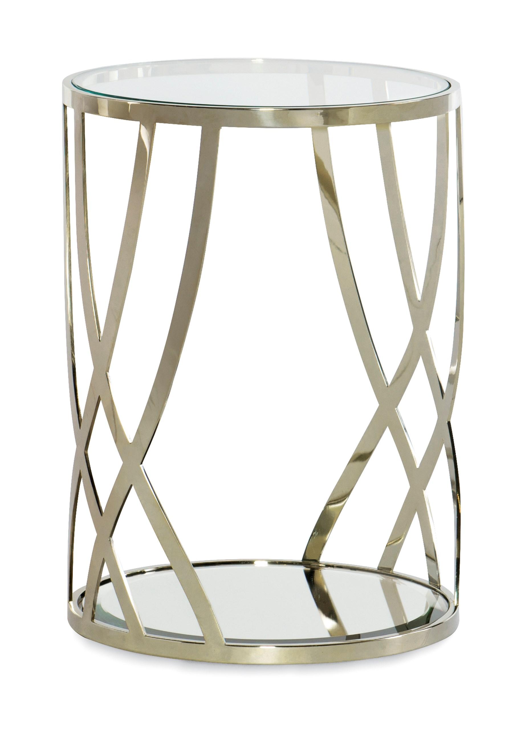 

    
Tempered Glass Top & Whisper of Gold Metal Frame ADELA ROUND TABLE by Caracole
