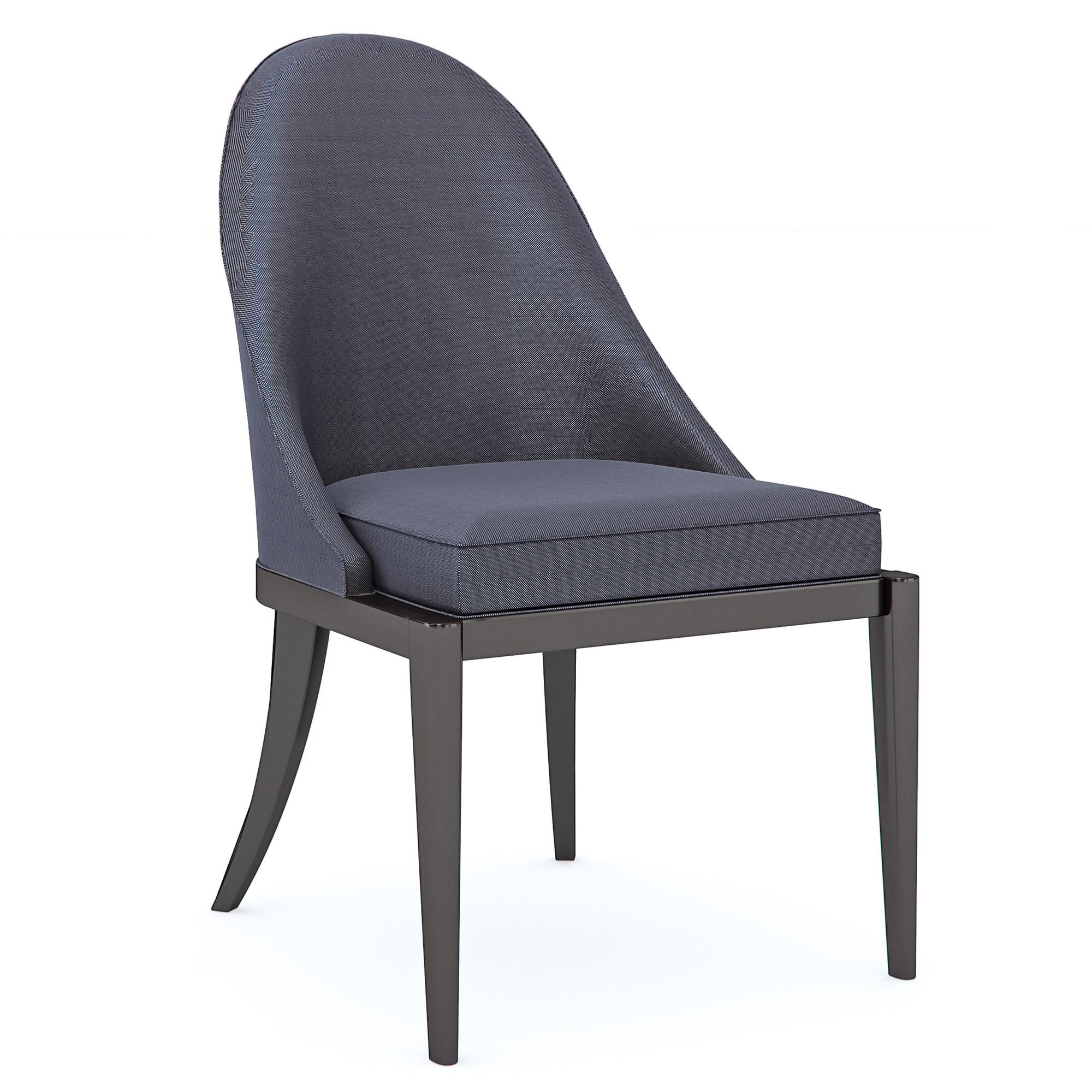 Contemporary Dining Chair Set NATURAL CHOICE SIDE CHAIR CLA-020-285-Set-2 in Navy, Dark Walnut Fabric